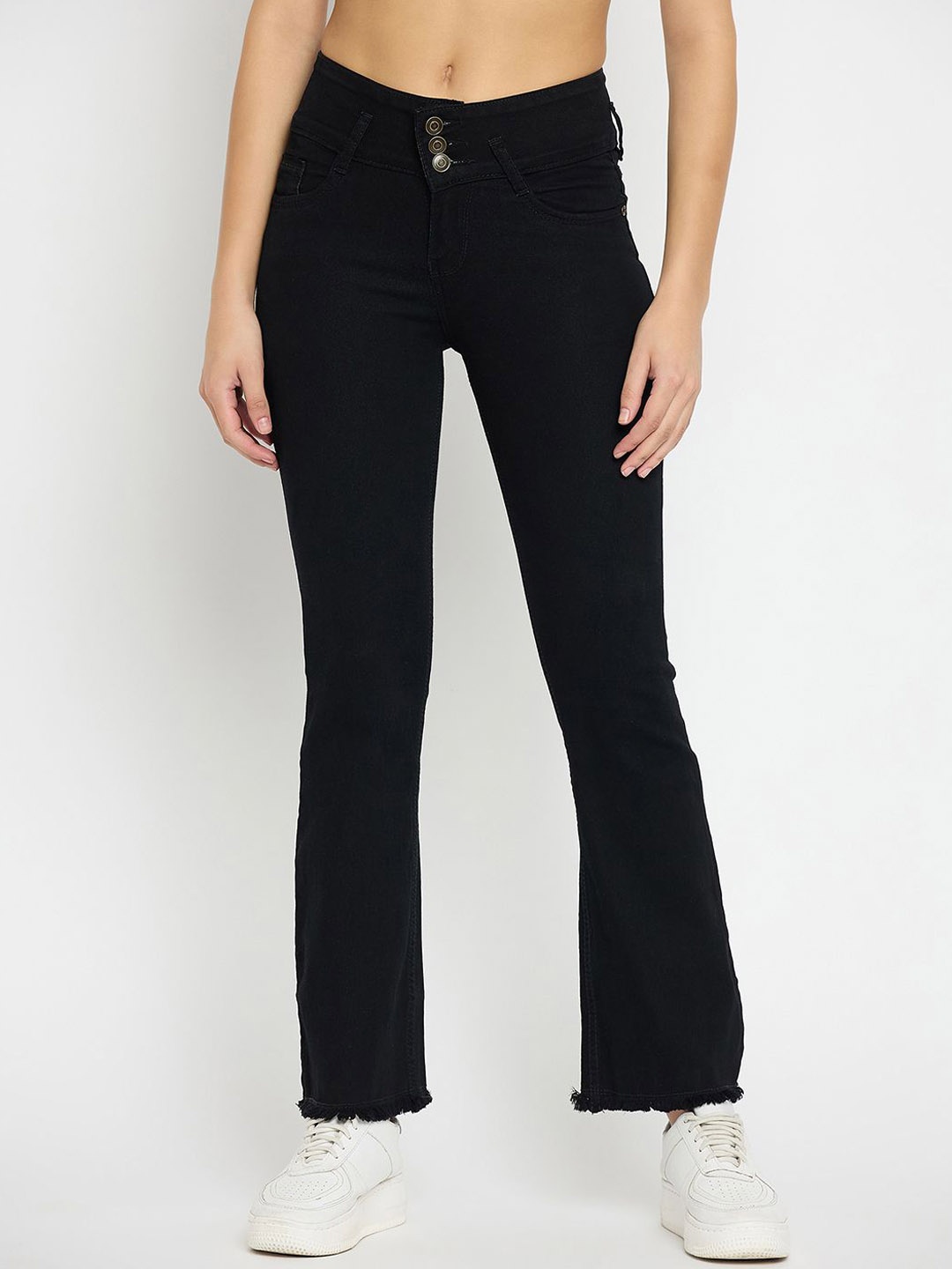 

Novio Women Comfort Bootcut Low-Rise Stretchable Jeans, Black
