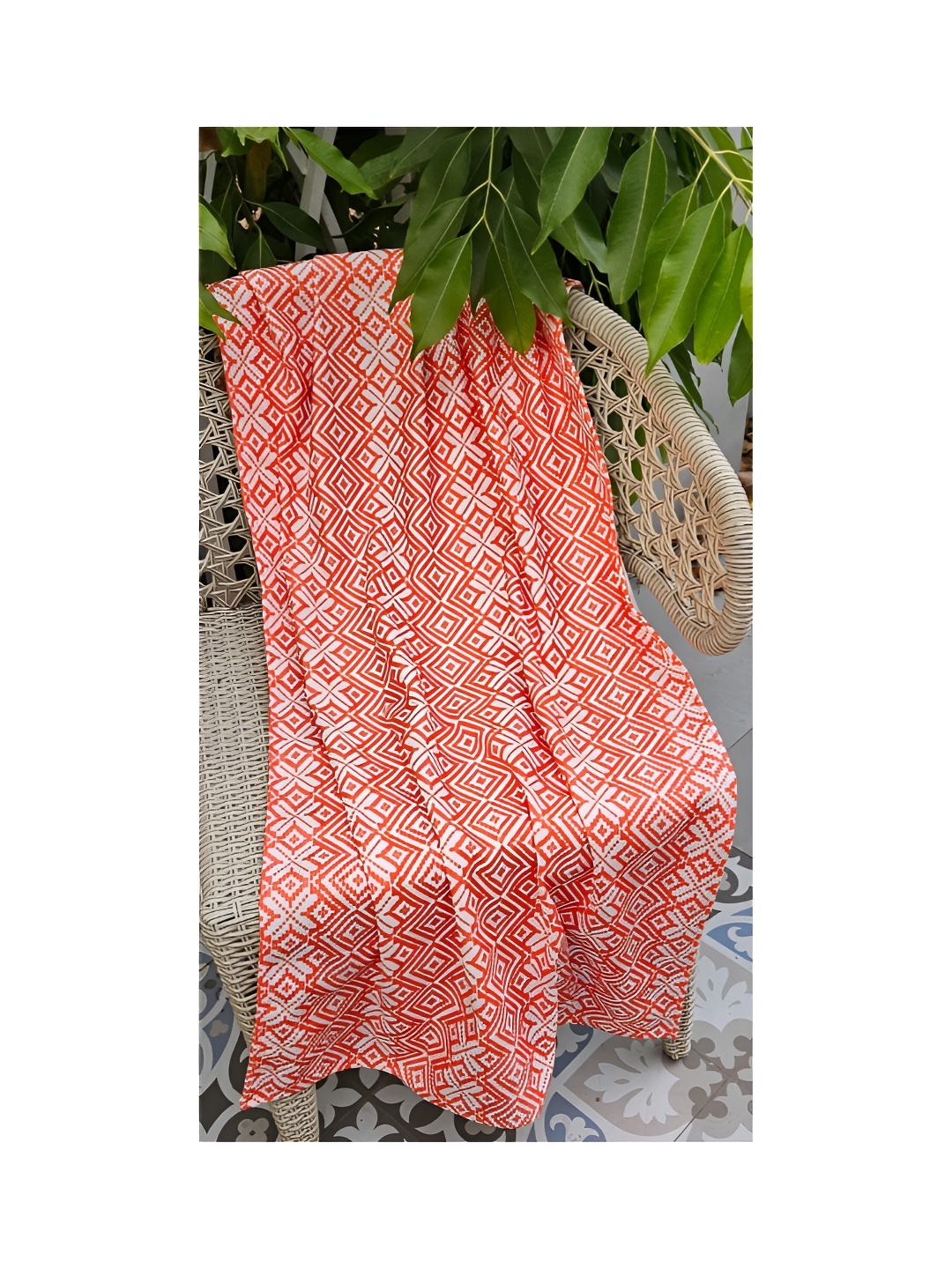 

THROWPILLOW Orange Colored & White Geometric Printed Fridge Cover