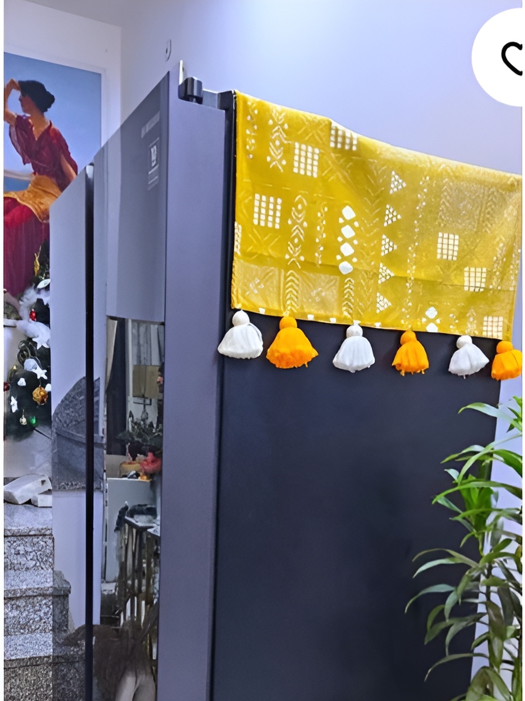 

THROWPILLOW Mustard Yellow & White Geometric Printed Fridge Cover