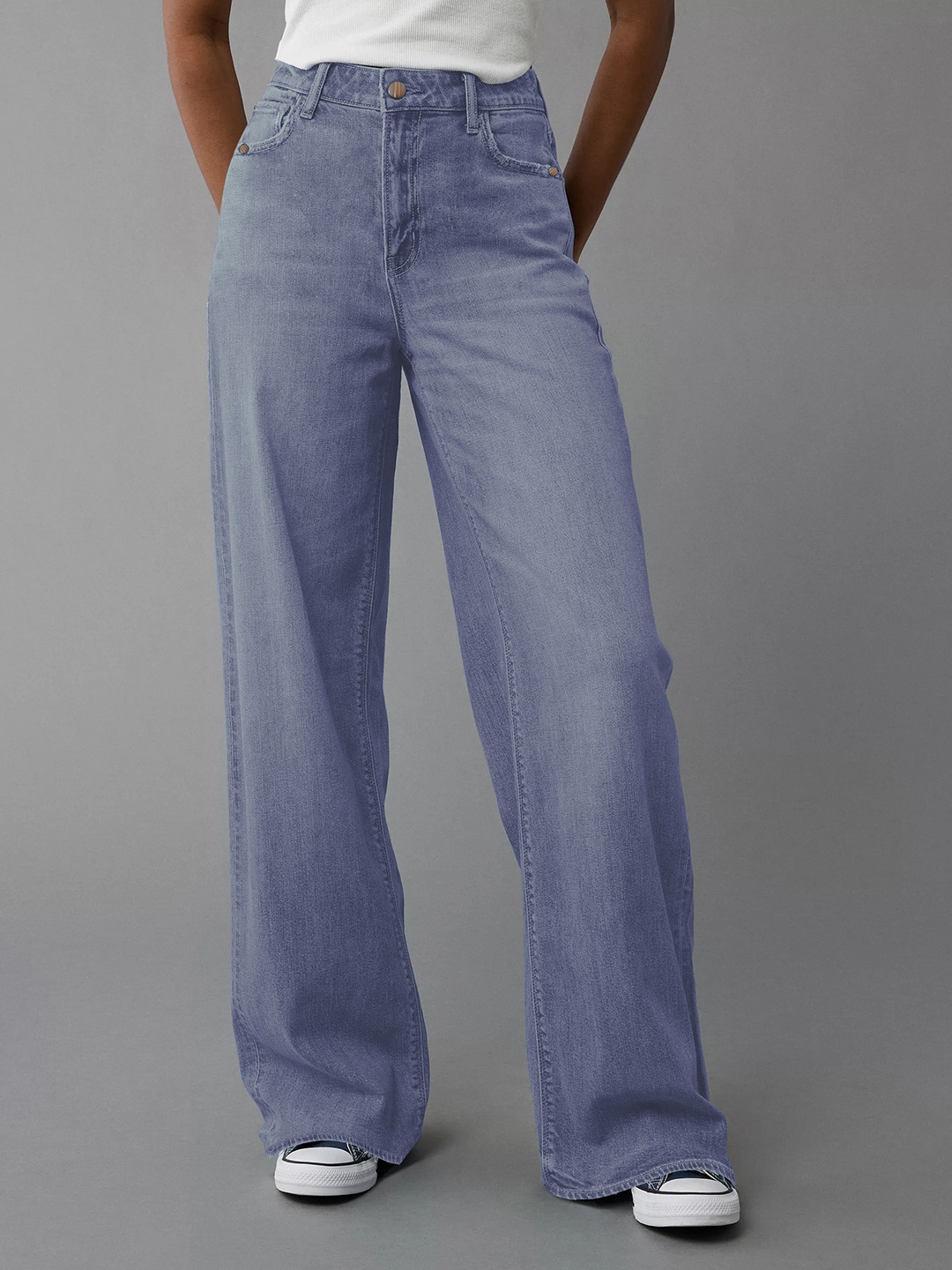 

OMPAX Women Wide Leg High-Rise Jeans, Blue