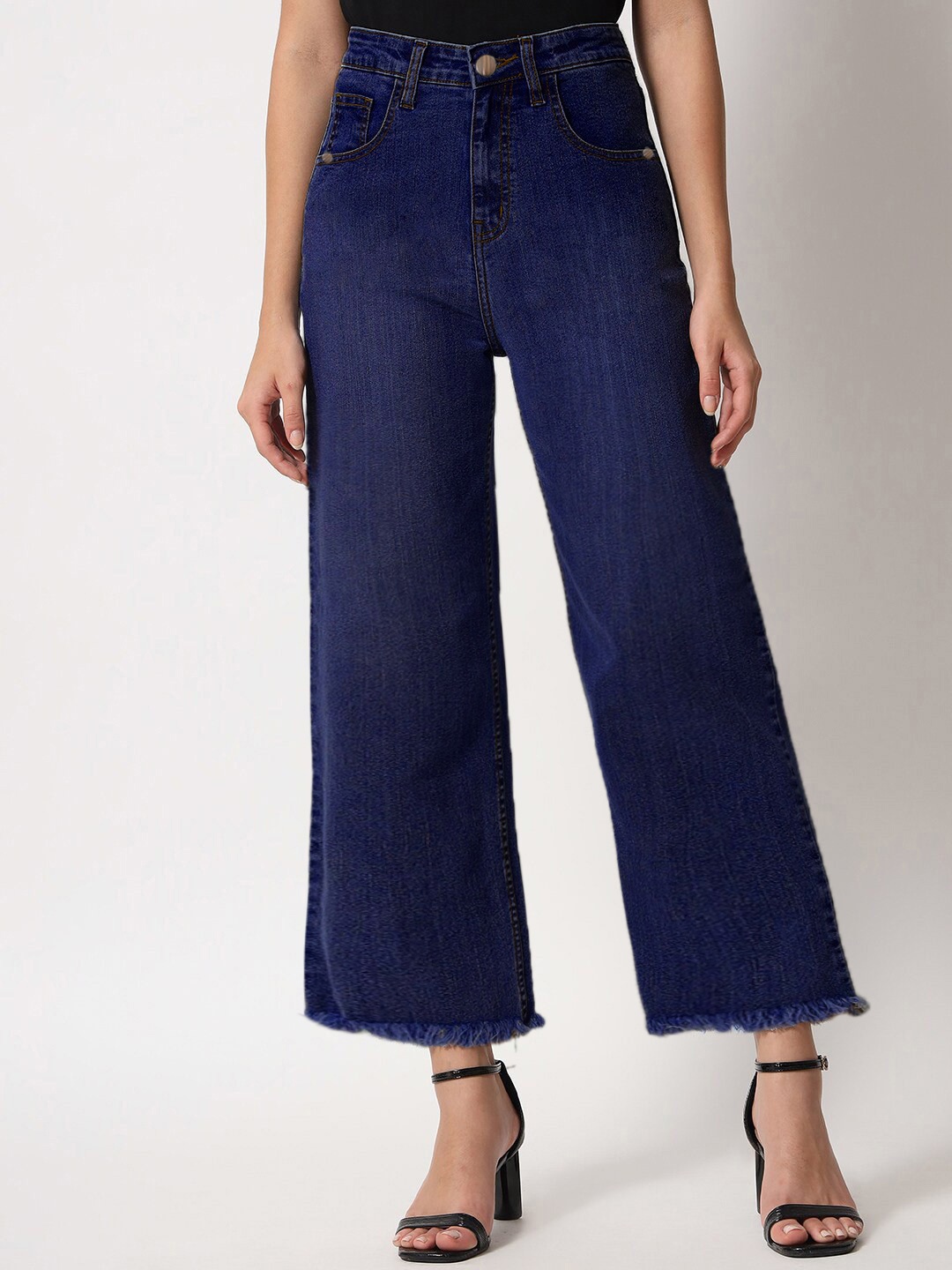 

Moda Rapido Women Denim Wide Leg High-Rise Jeans, Blue