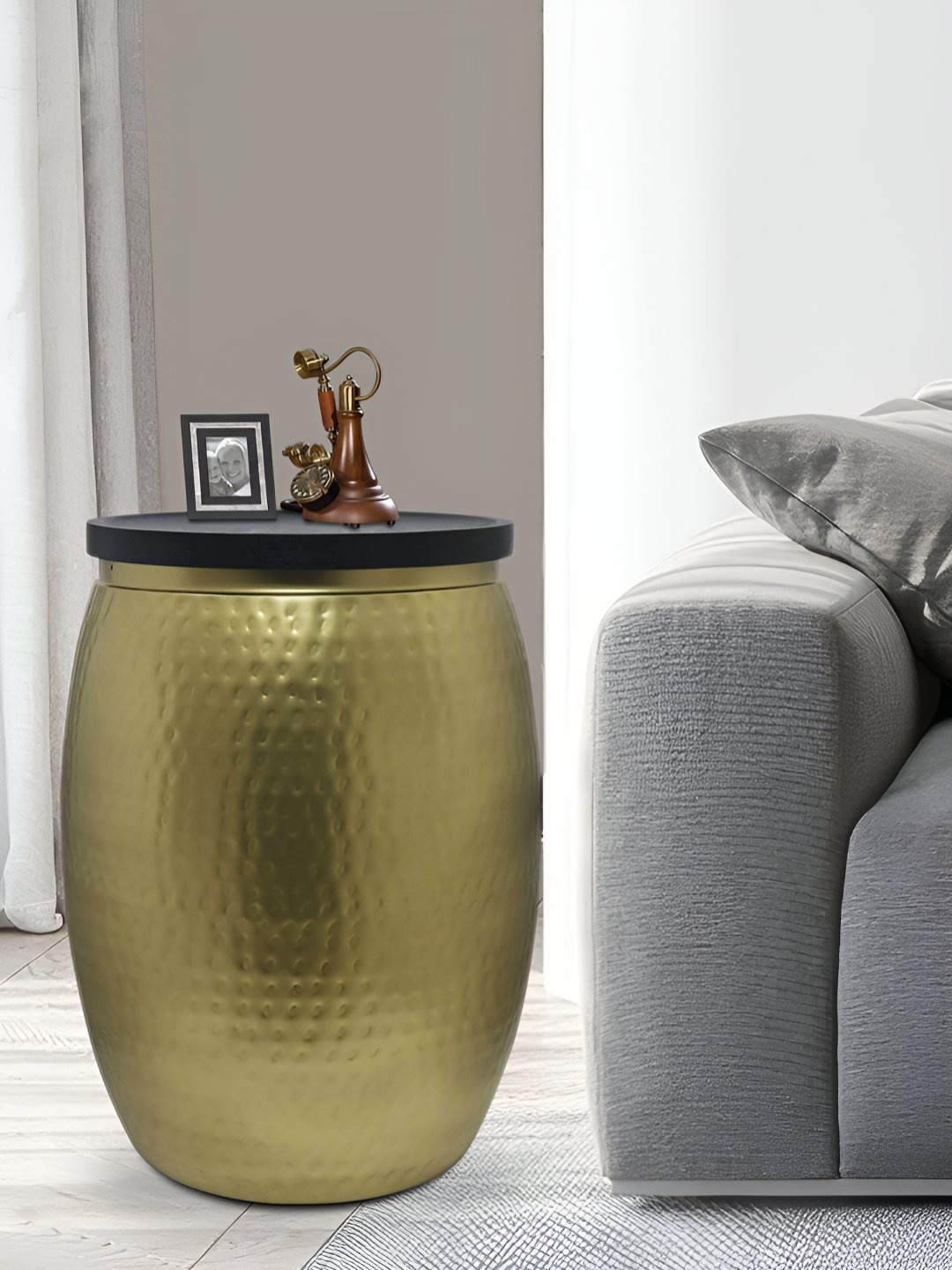 Metalsmith Gold-Toned and Black Metal Coffee Table