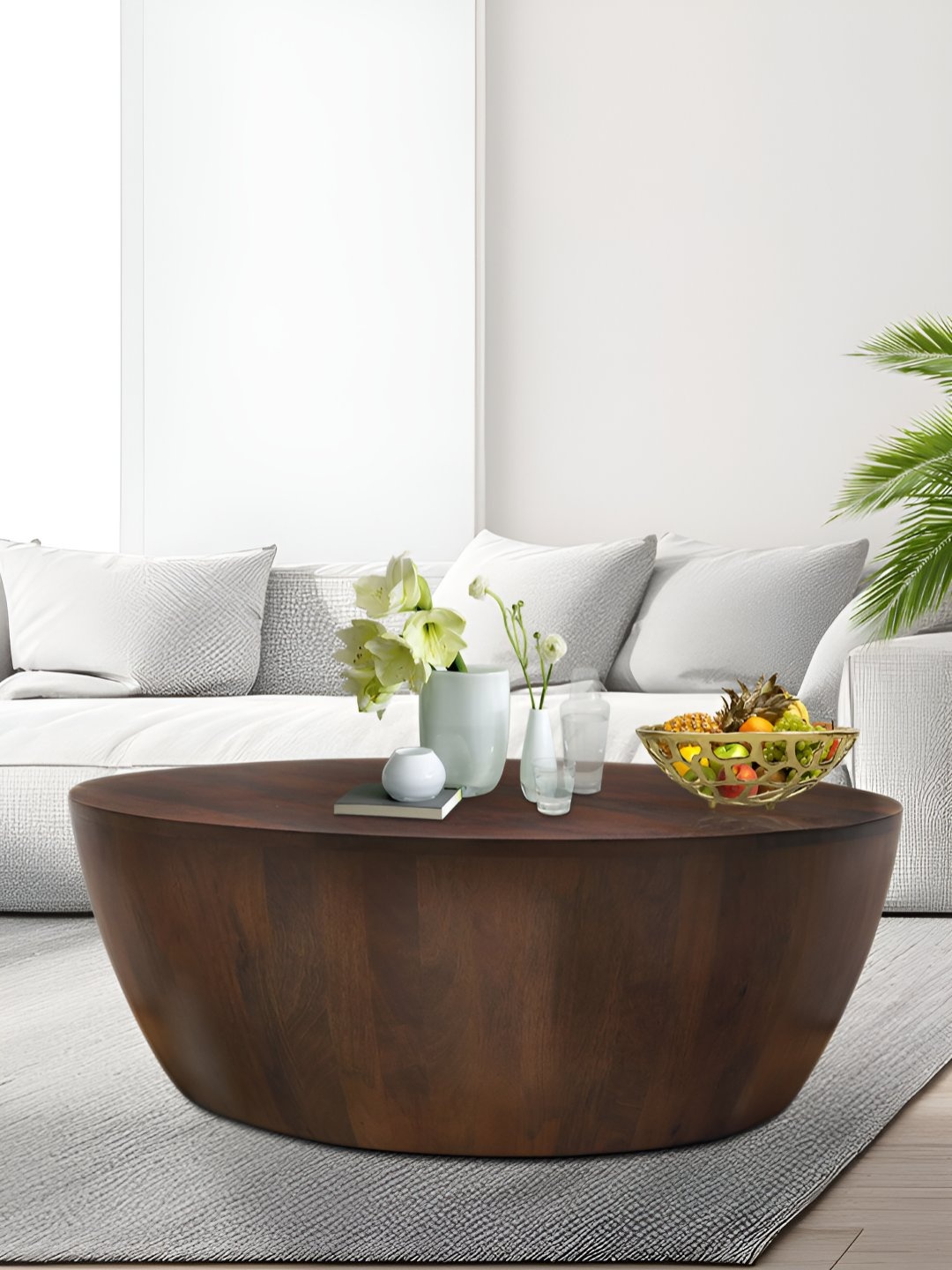 

Metalsmith Brown and Black Wooden Round Shaped Coffee Table