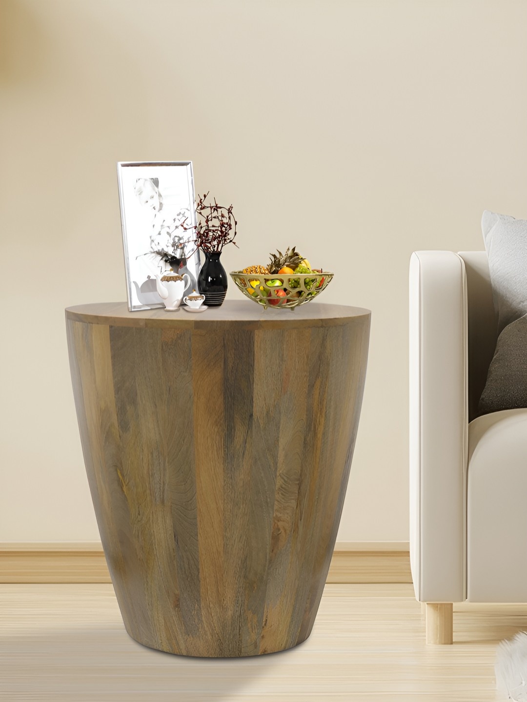 

Metalsmith Brown and Beige Wooden Oval Shaped Coffee Table