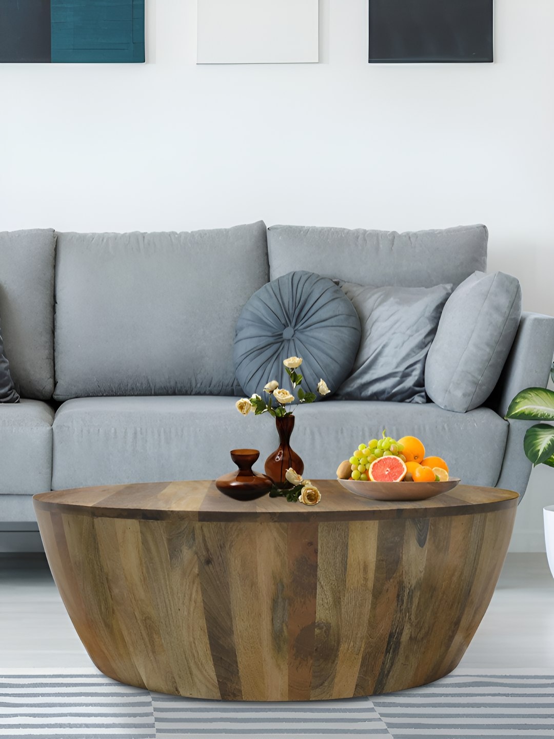 

Metalsmith Beige and Brown Round Shape Coffee Table