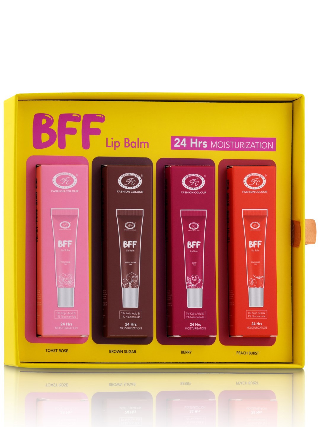 

Fashion Colour Set of 4 BFF Lip Balm With Niacinamide - 10 ml Each, Pink