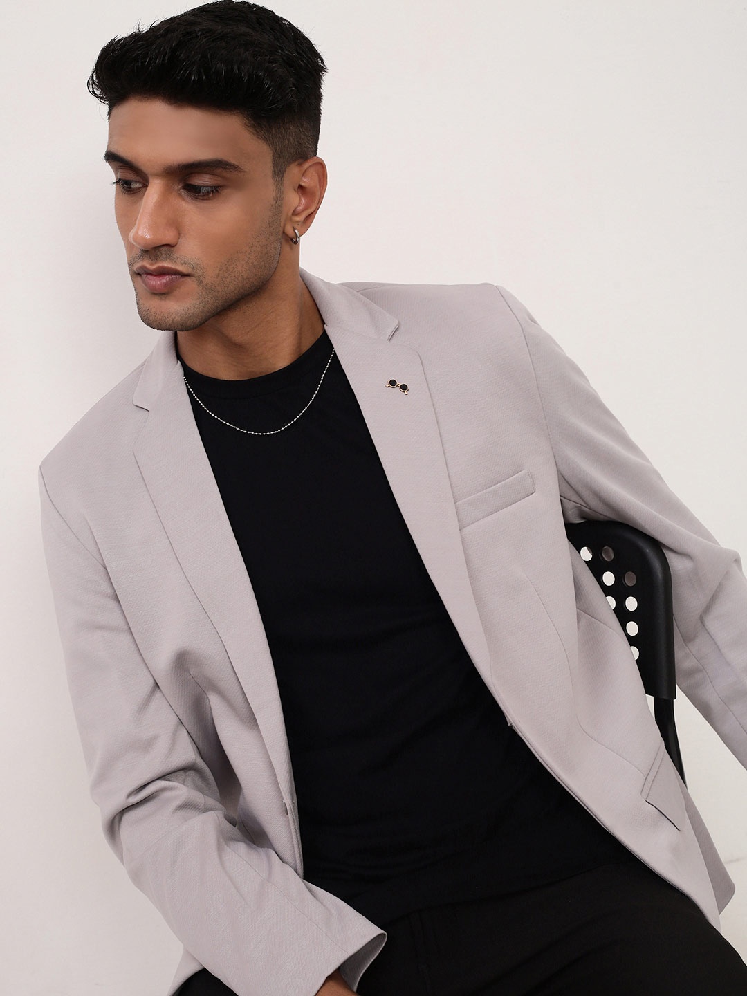 

SHOWOFF Slim-Fit Single-Breasted Cotton Blazer, Grey