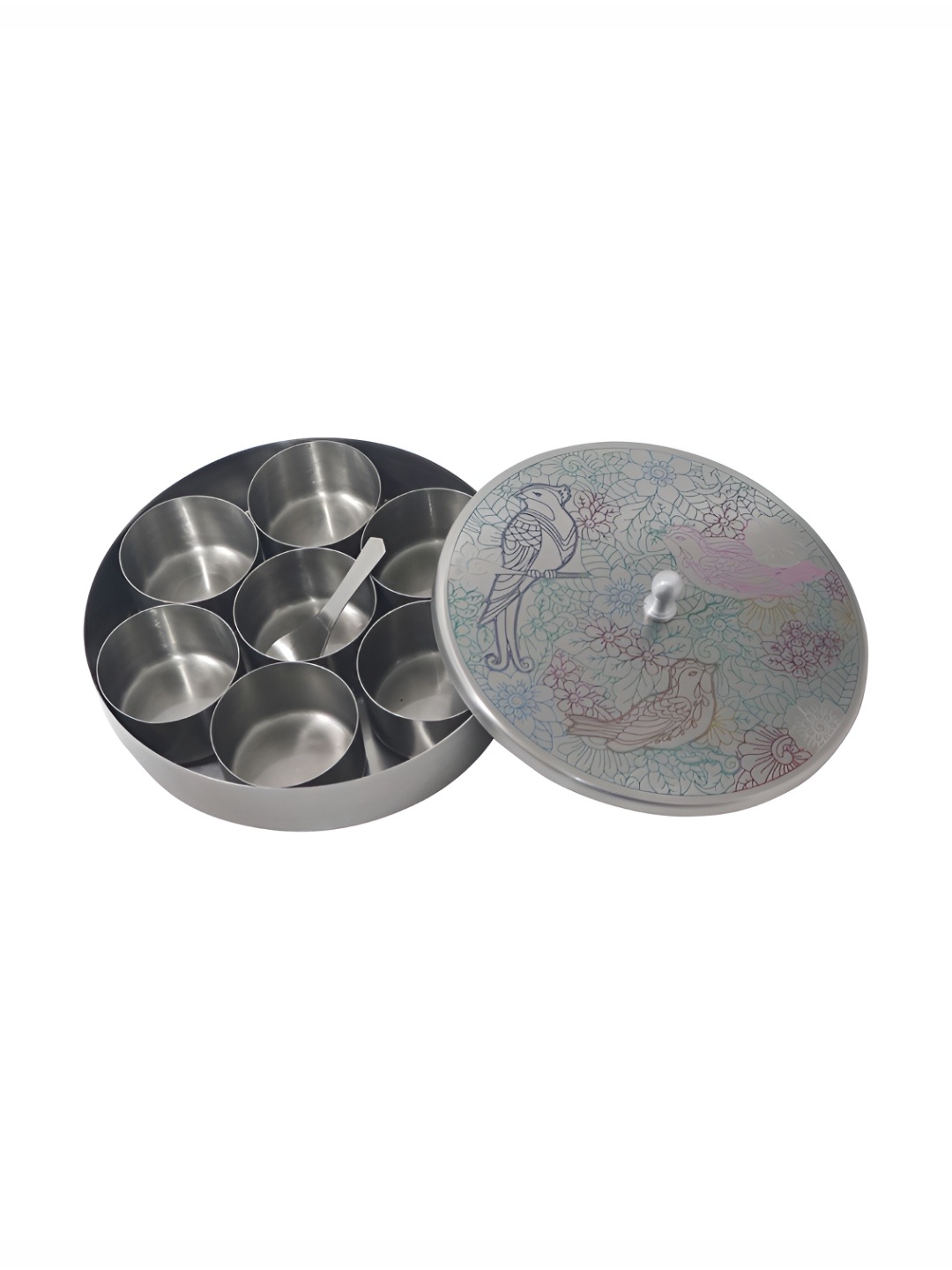 

Metalsmith Silver-Toned Printed Metal Easy to Clean Container