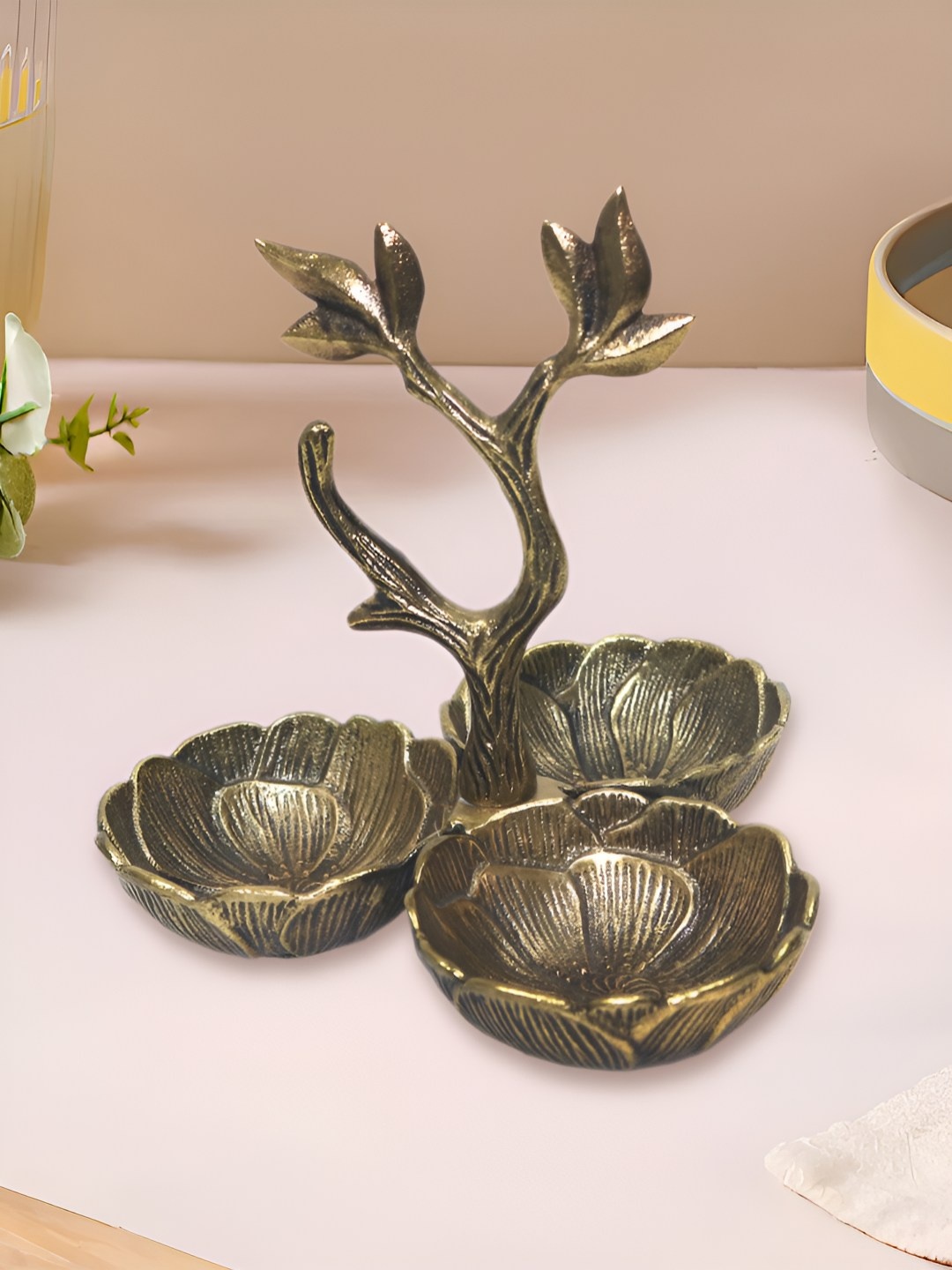 

Metalsmith Gold-Toned Textured Metal Easy to Clean Serving Bowl