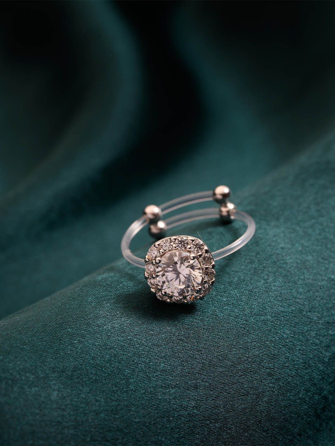 

Gargi by P. N. Gadgil & Sons Rose Gold-Plated Stone-Studded Adjustable Finger Ring