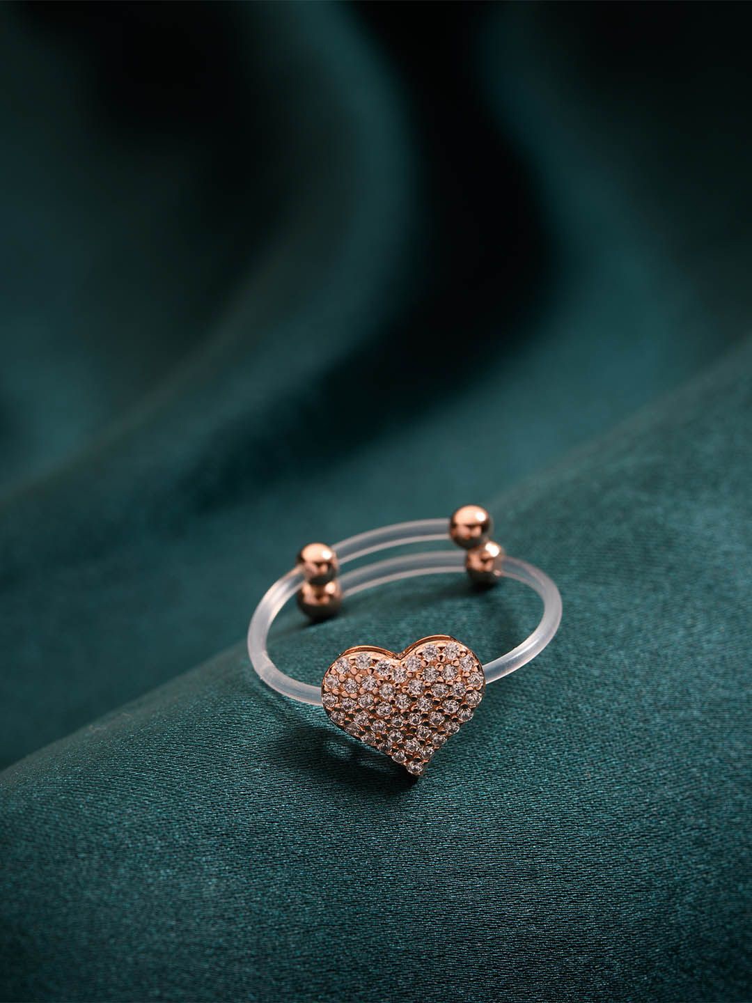 

Gargi by P. N. Gadgil & Sons Rose Gold Plated Stones Studded Adjustable Finger Ring