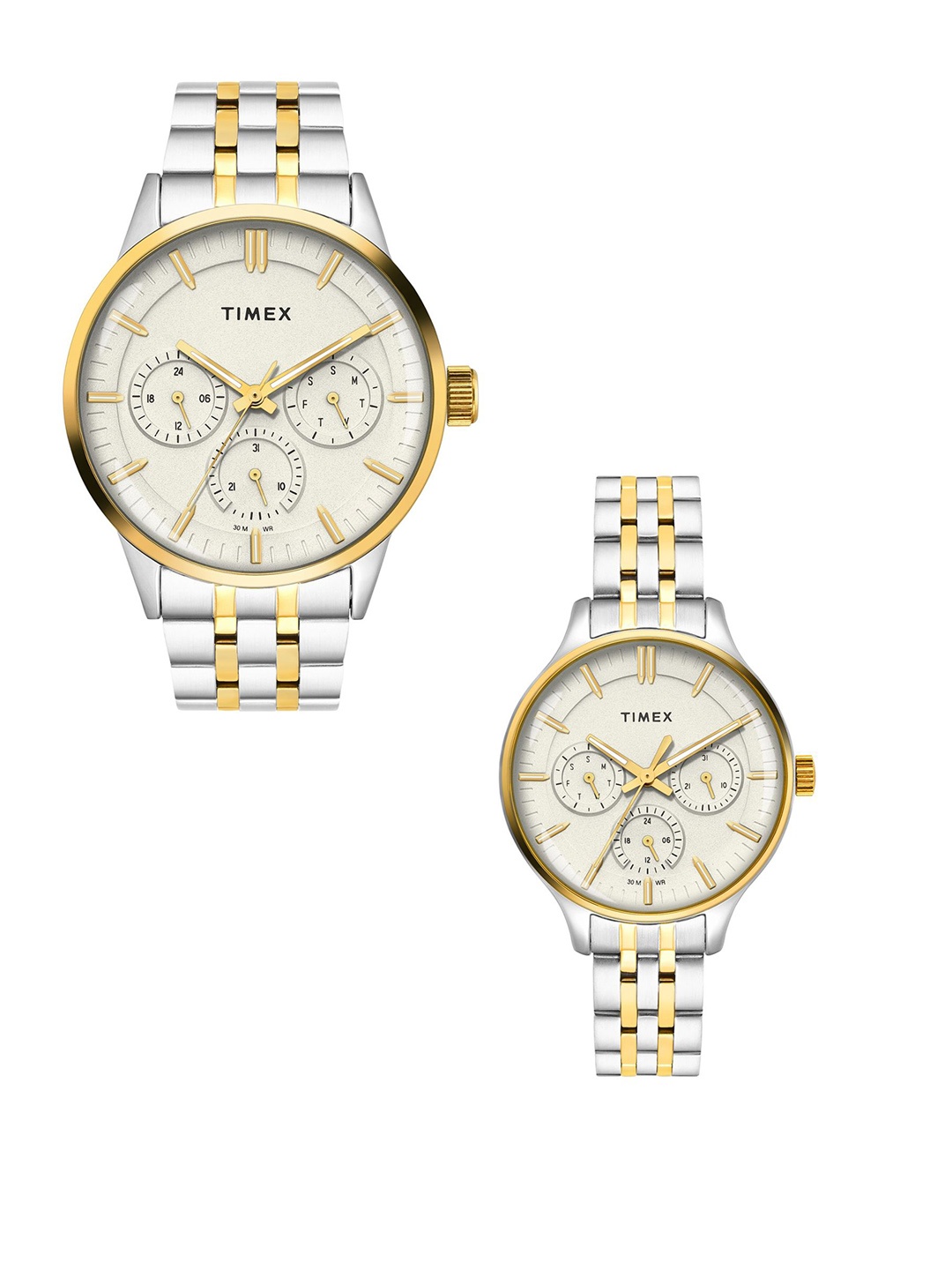 

Timex Unisex Brass Dial & Stainless Steel Straps Analogue Multi Function Watch TW00PR317, Grey