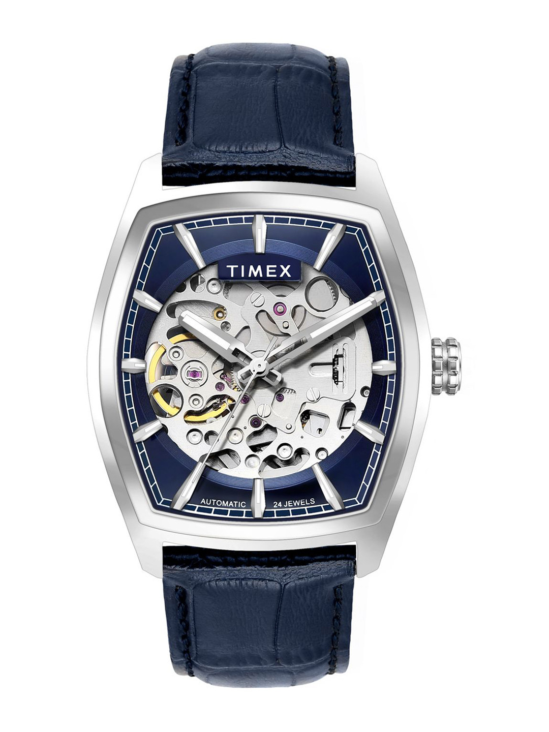 

Timex Men Skeleton Dial & Leather Straps Analogue Automatic Motion Powered Watch TWEG25901, Silver