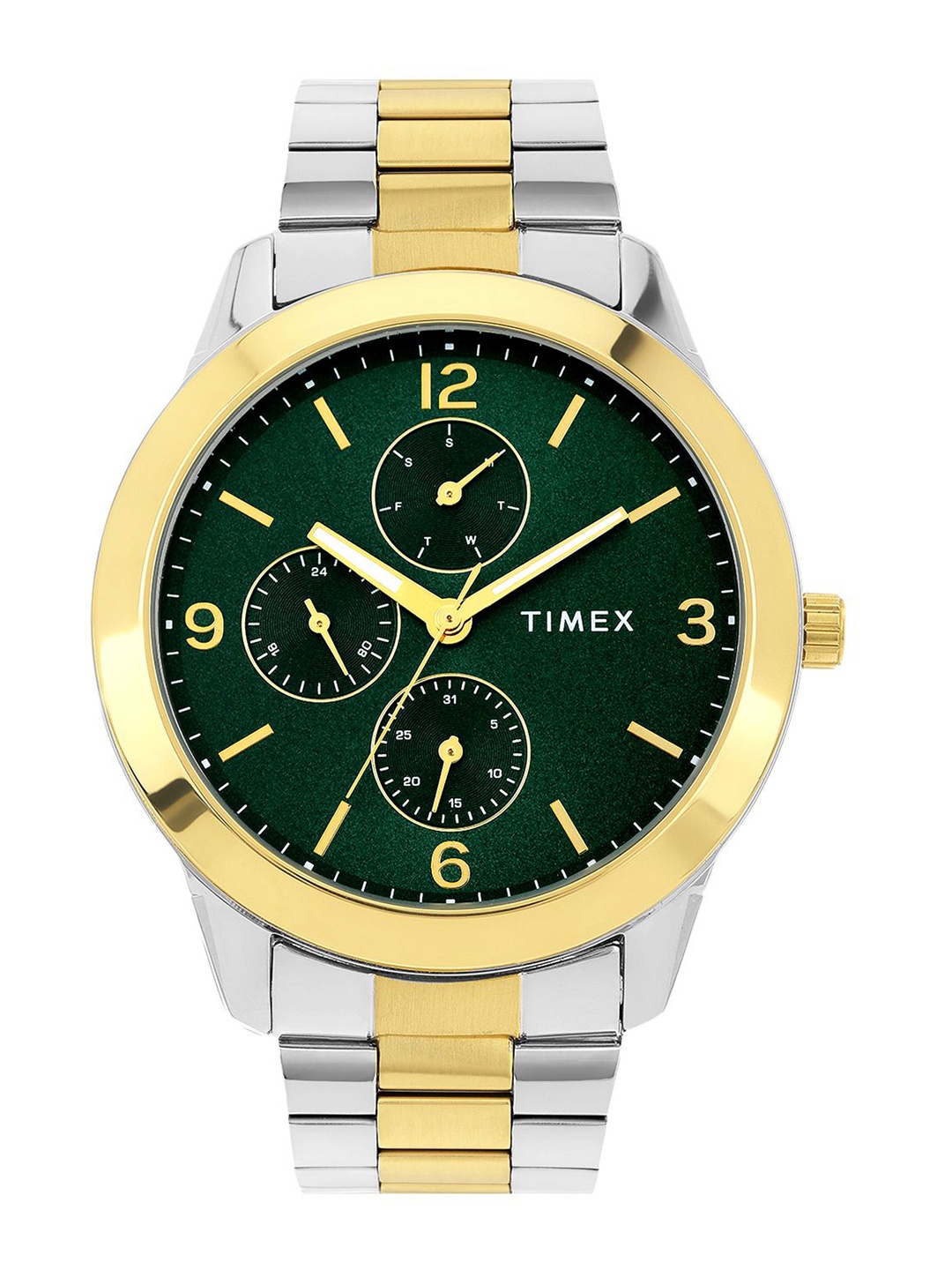 

Timex Men Brass Dial & Stainless Steel Straps Analogue Multi Function Watch TWEG18525, Green