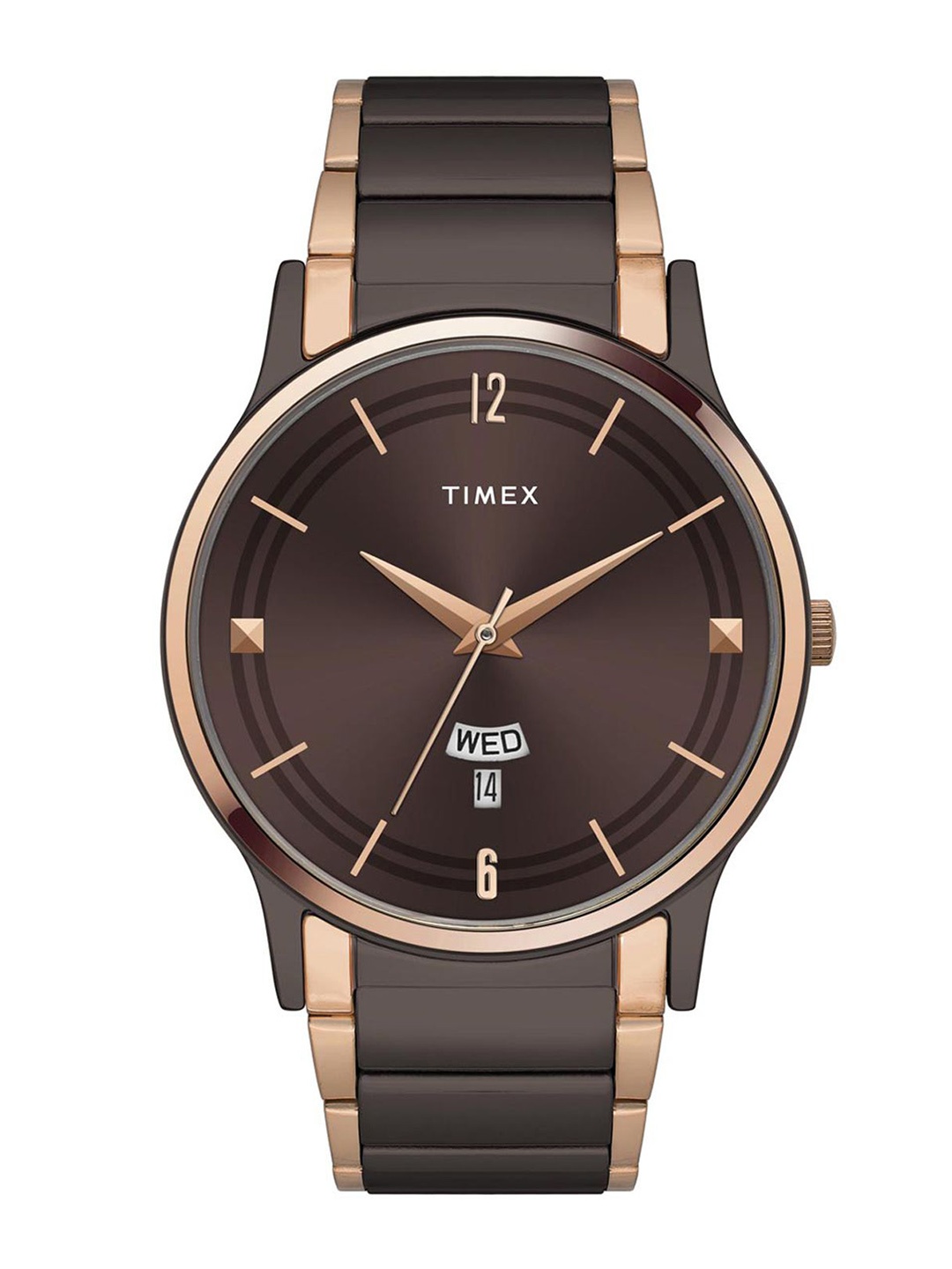 

Timex Men Brass Dial & Stainless Steel Straps Analogue Watch TW000R464, Brown