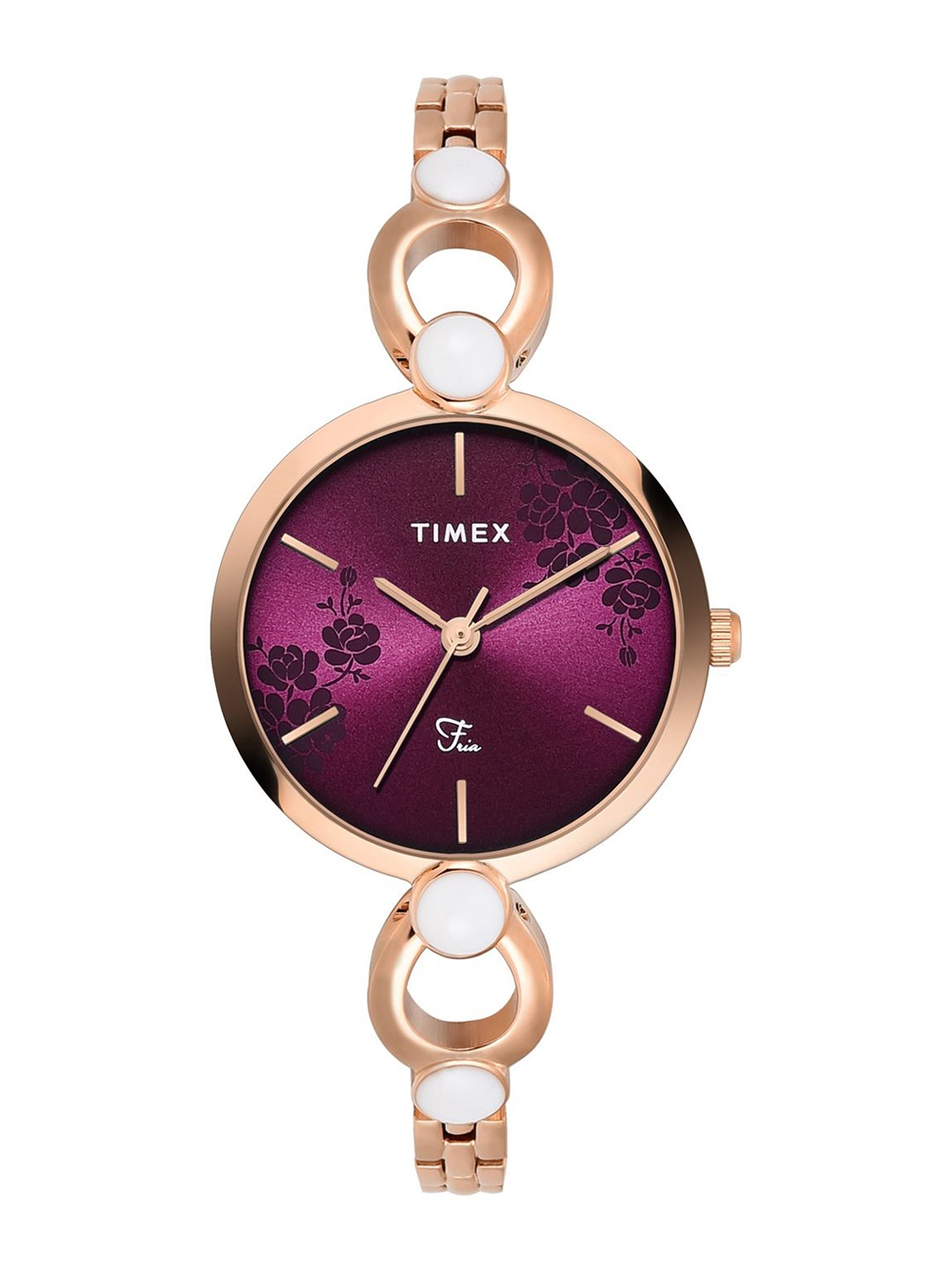 

Timex Women Brass Mother of Pearl Dial & Stainless Steel Straps Analogue Multi Function Watch TWEL18110, Magenta