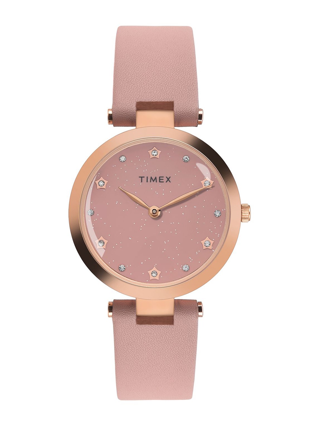 

Timex Women Brass Dial & Leather Straps Analogue Watch TWEL19204, Pink