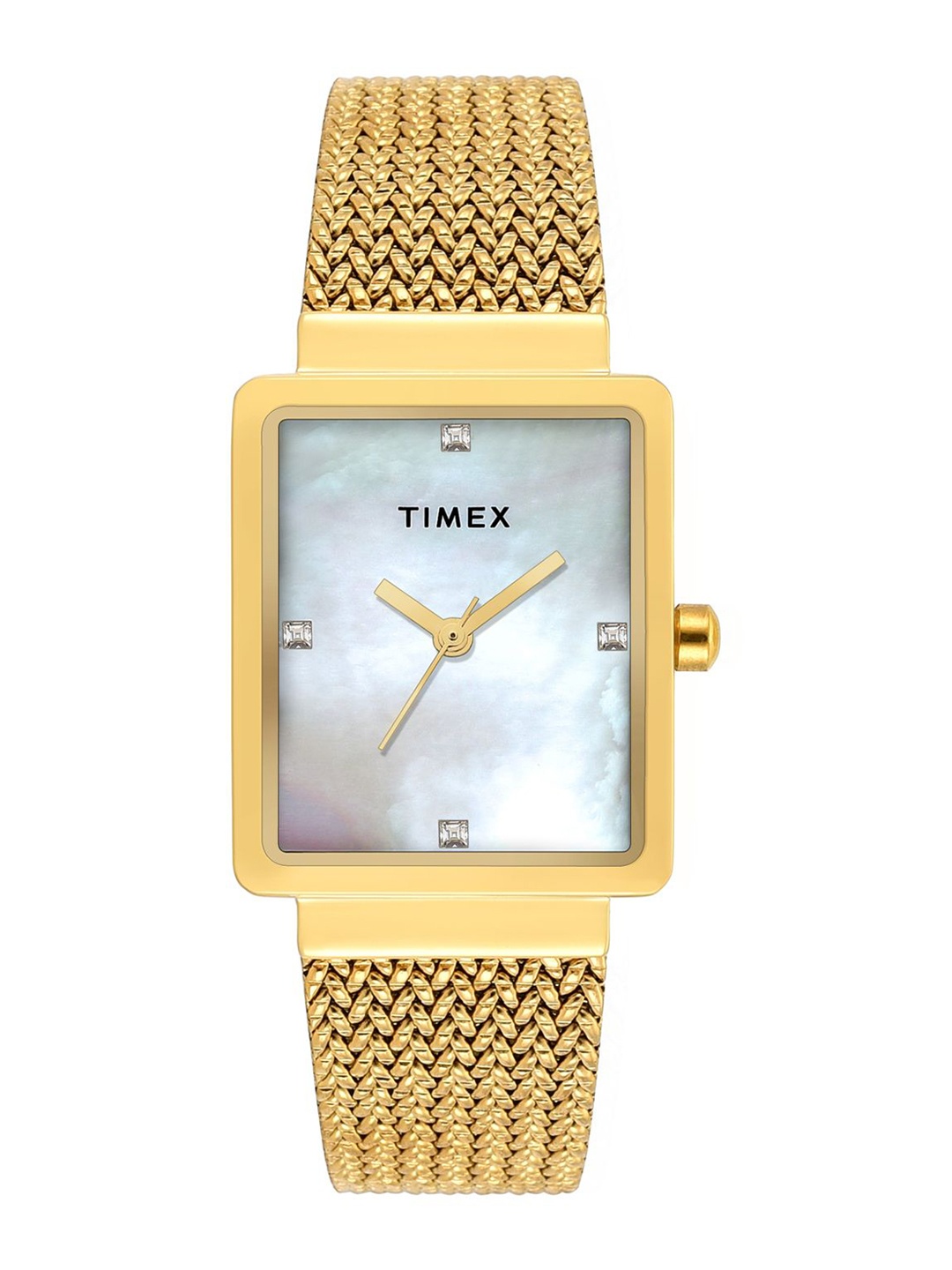 

Timex Women Brass Mother of Pearl Dial & Stainless Steel Straps Analogue Multi Function Watch TWEL20703, White