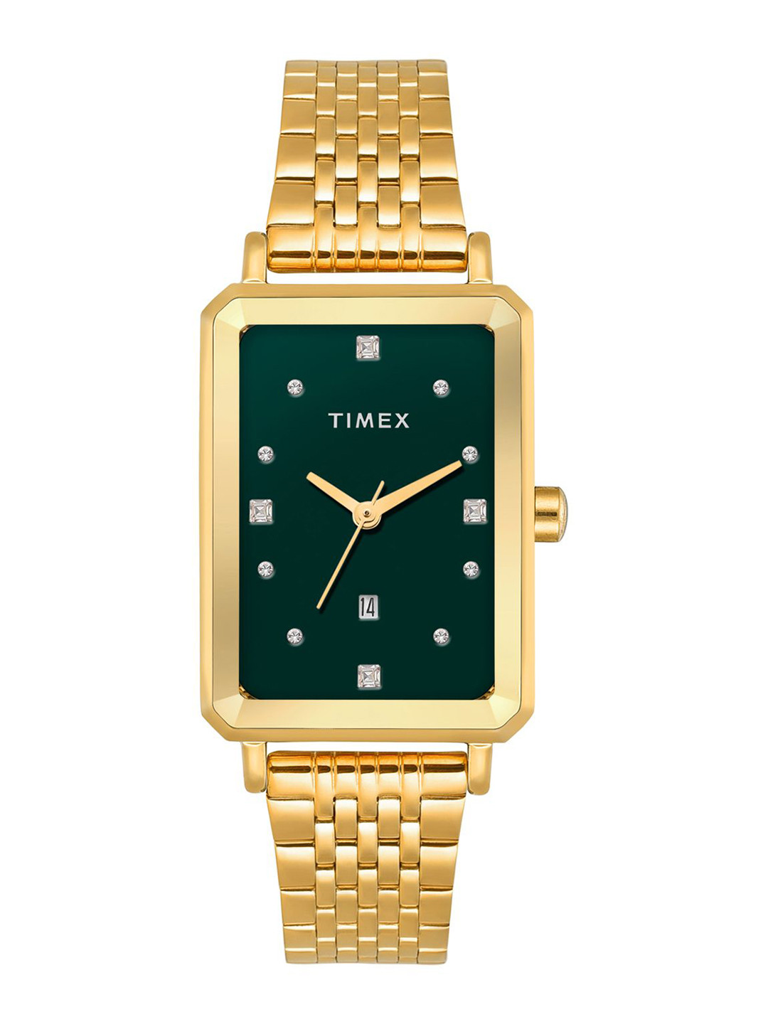 

Timex Women Brass Embellished Dial & Stainless Steel Straps Analogue Watch TWEL20802, Green