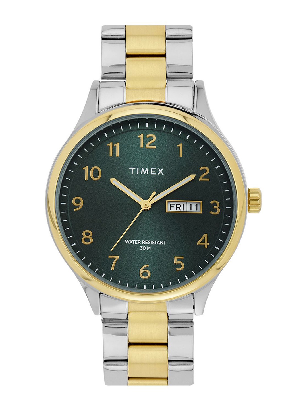 

Timex Men Brass Embellished Dial & Stainless Steel Straps Analogue Watch TWEG18443, Green