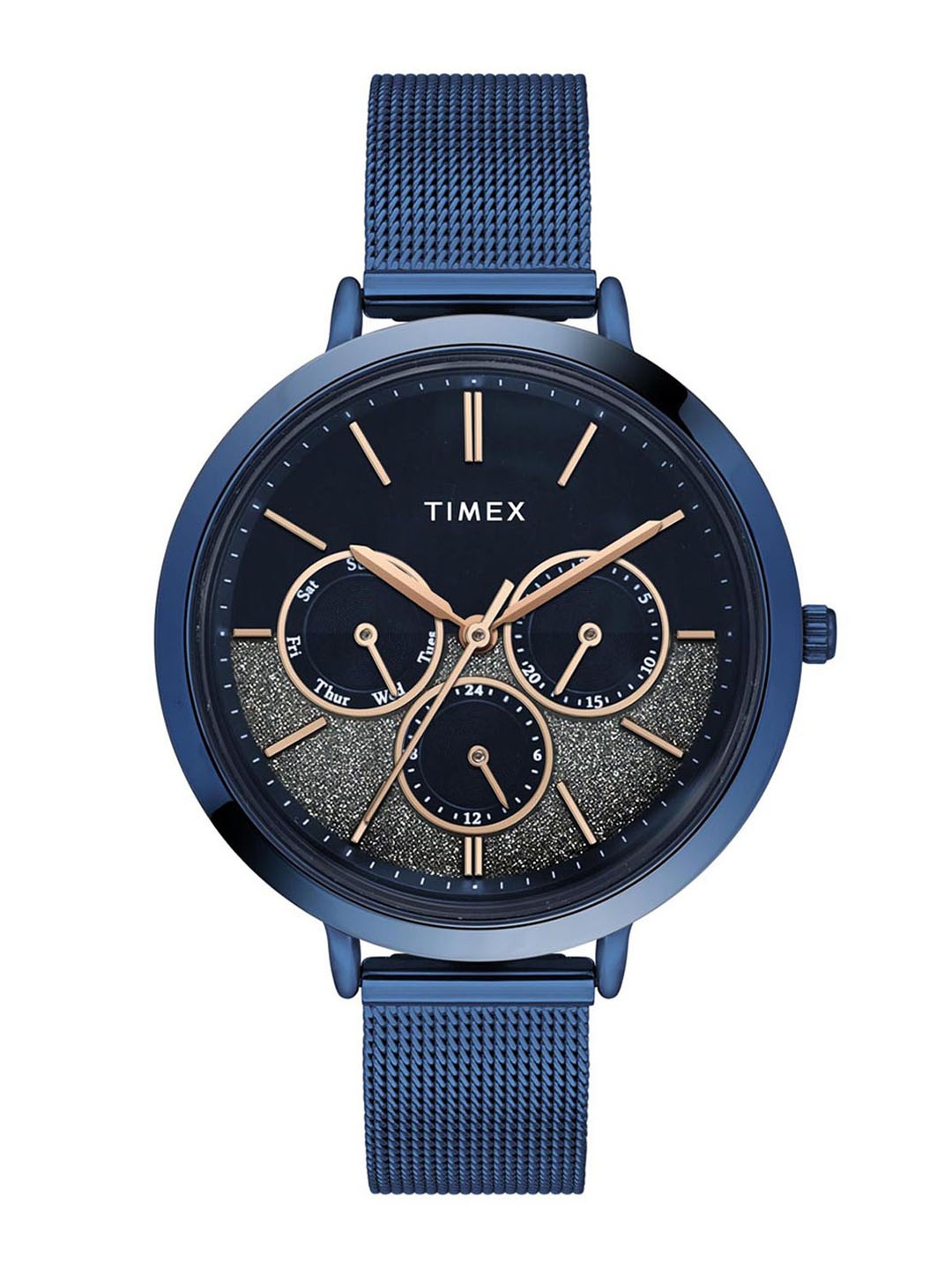 

Timex Women Brass Dial & Stainless Steel Straps Analogue Watch TWEL14508, Blue