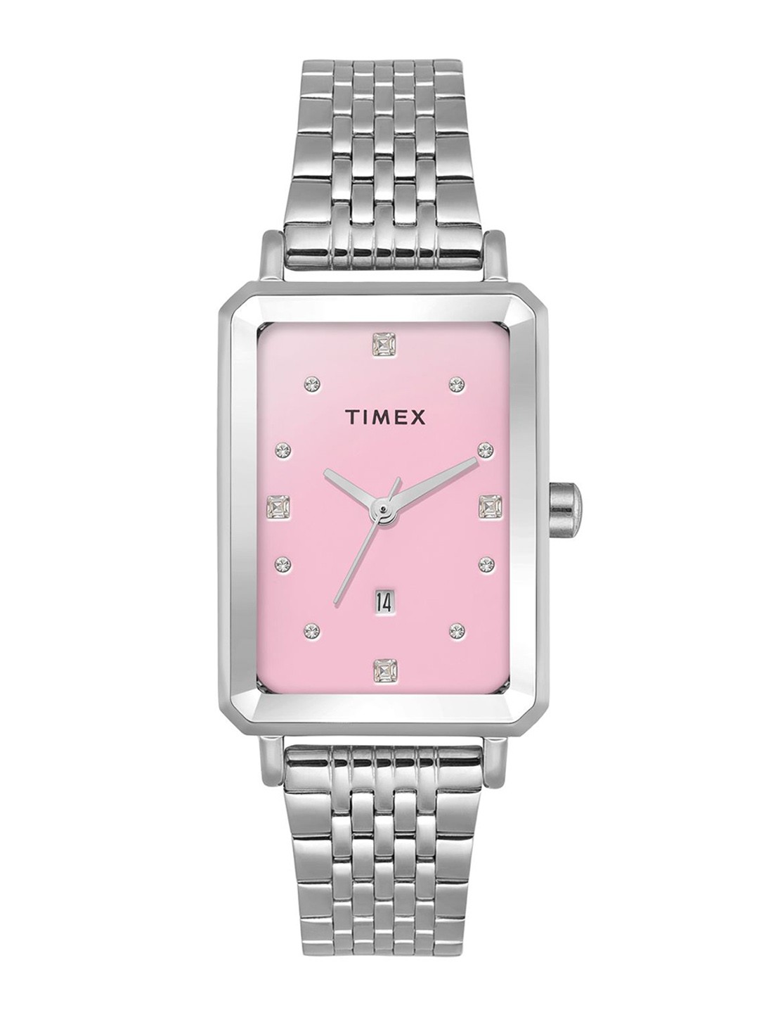 

Timex Women Brass Embellished Dial & Stainless Steel Straps Analogue Watch TWEL20801, Pink