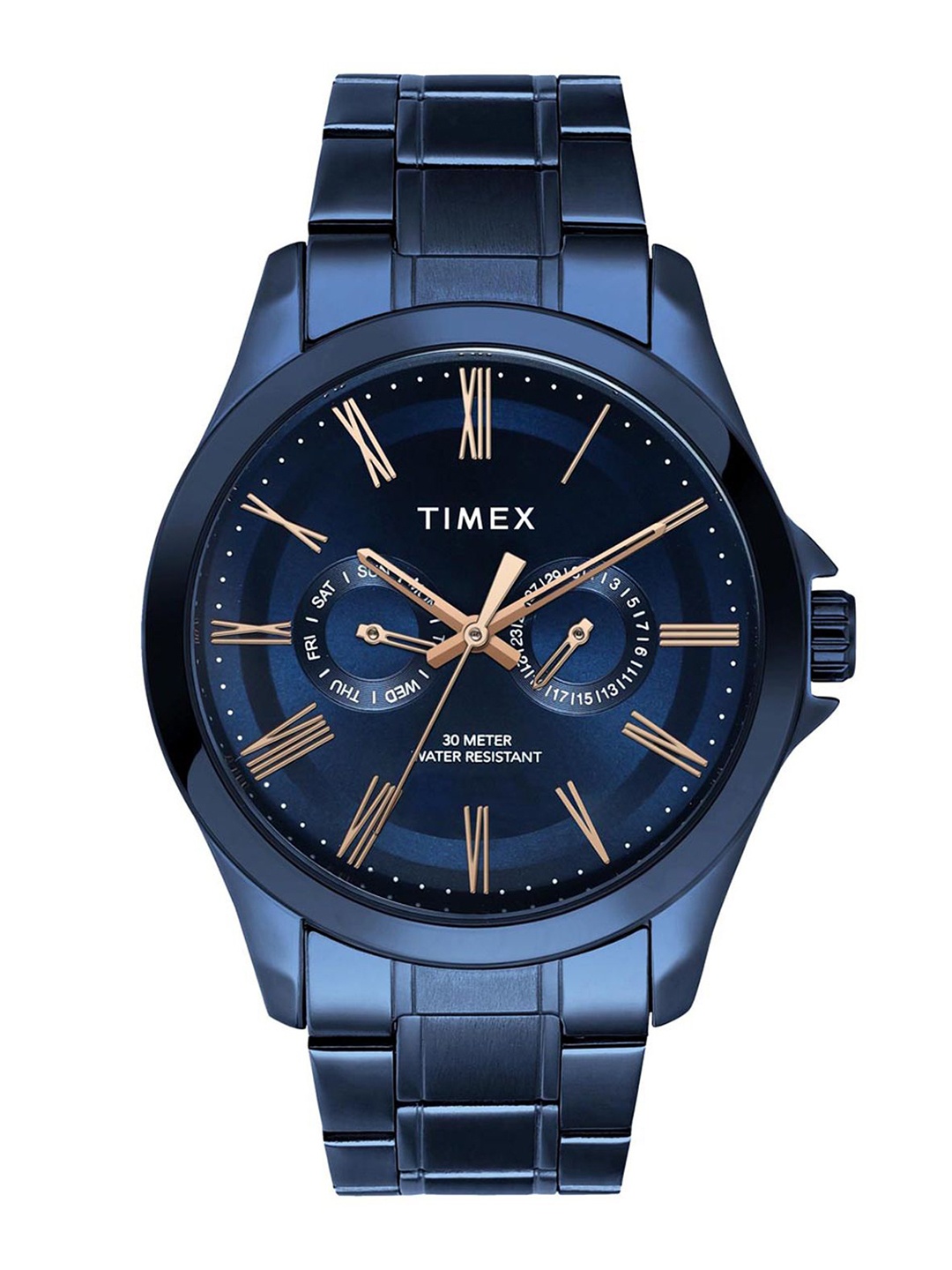 

Timex Men Brass Dial & Stainless Steel Straps Analogue Watch TW000X137, Blue