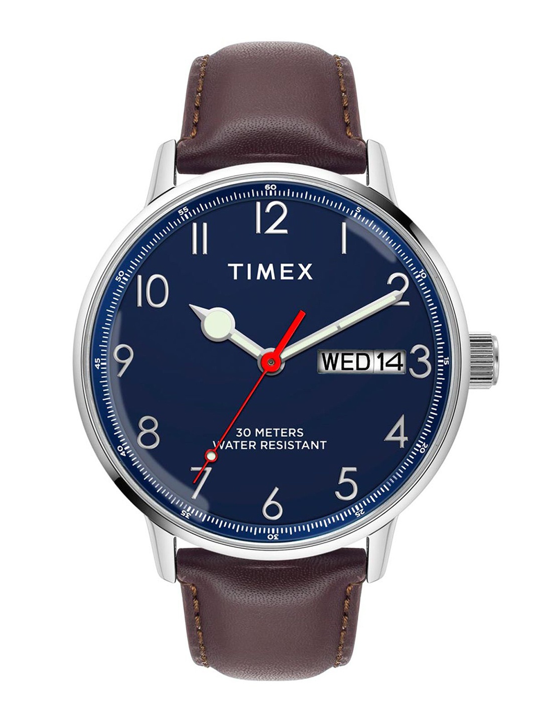 

Timex Men Brass Printed Dial & Leather Straps Analogue Watch TWEG25400, Blue