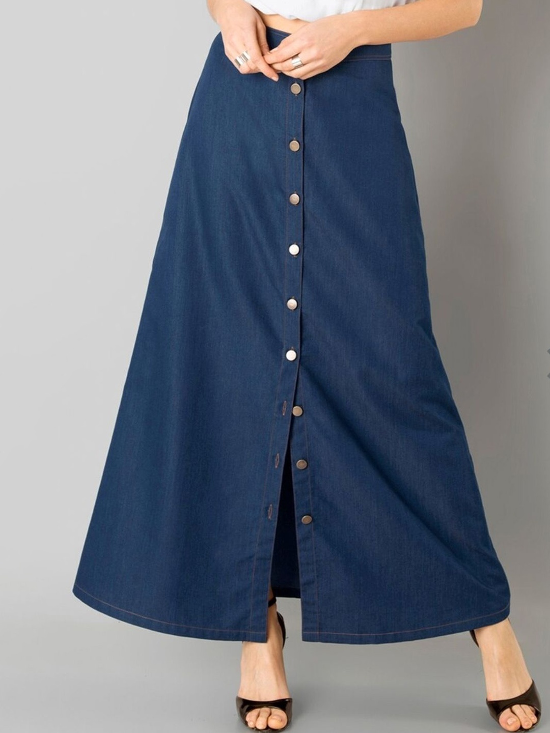 

Tripursundari Fashion A-Line Maxi Skirt, Navy blue
