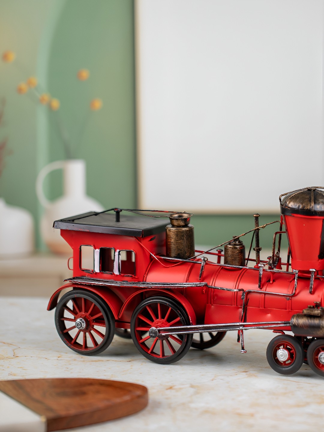 

TYOOHAR Red & Black Vintage Carriage Train Showpiece