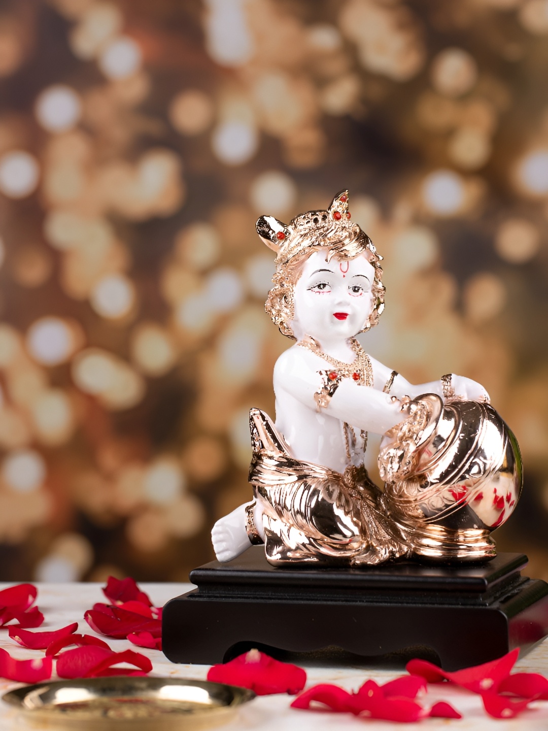 

TYOOHAR Gold-Toned Bal Krishna Religious Idol Showpiece