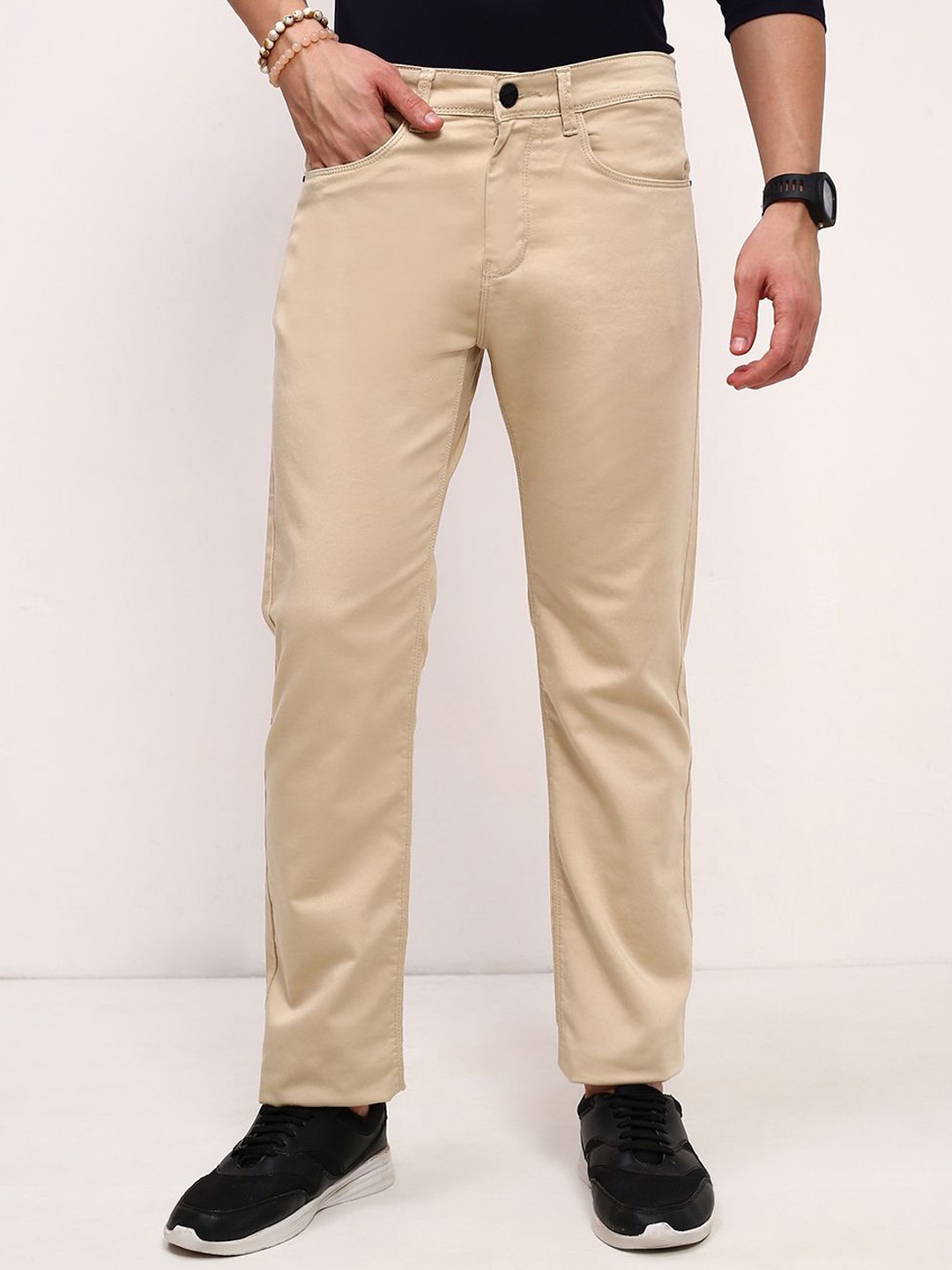 

SHOWOFF Men Comfort Straight Fit Low-Rise Stretchable Jeans, Beige