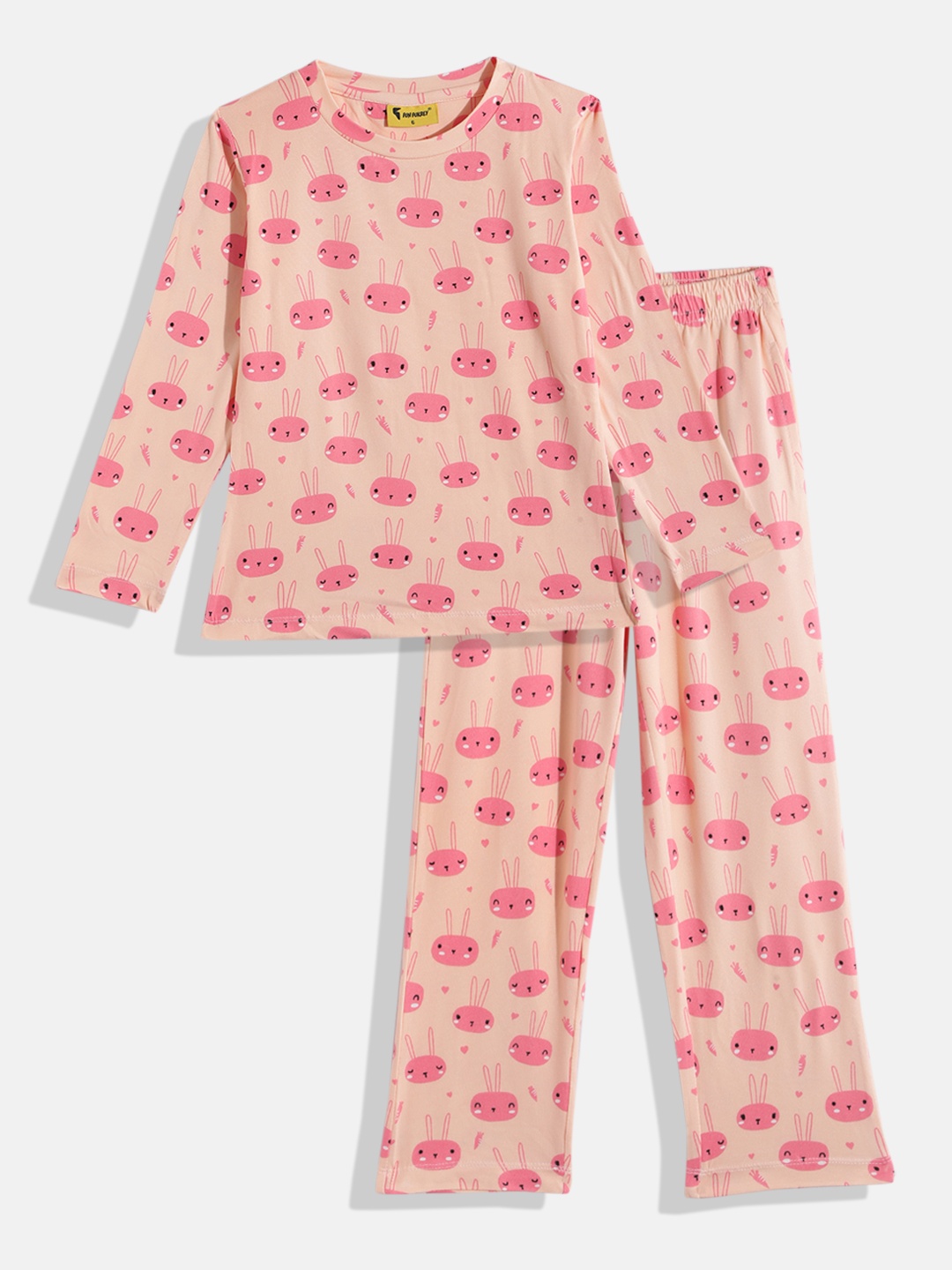 

KOKOMO Girls Conversational Print Night suit, Peach