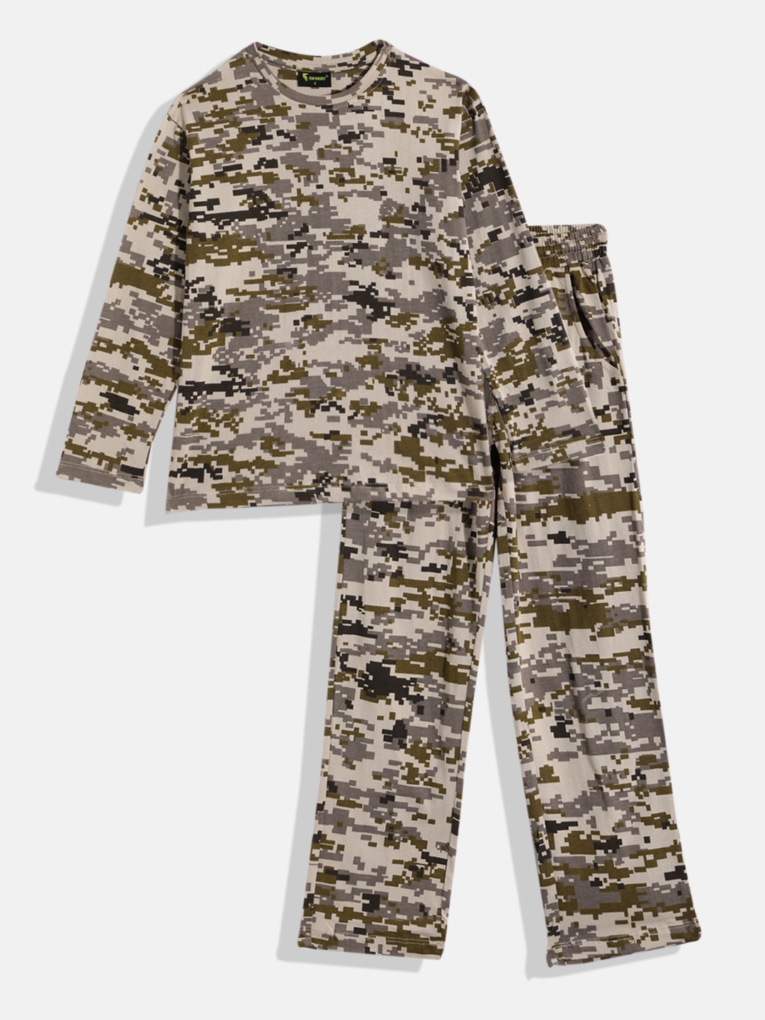 

KOKOMO Boys Camouflage Printed Pure Cotton Night suit, Beige