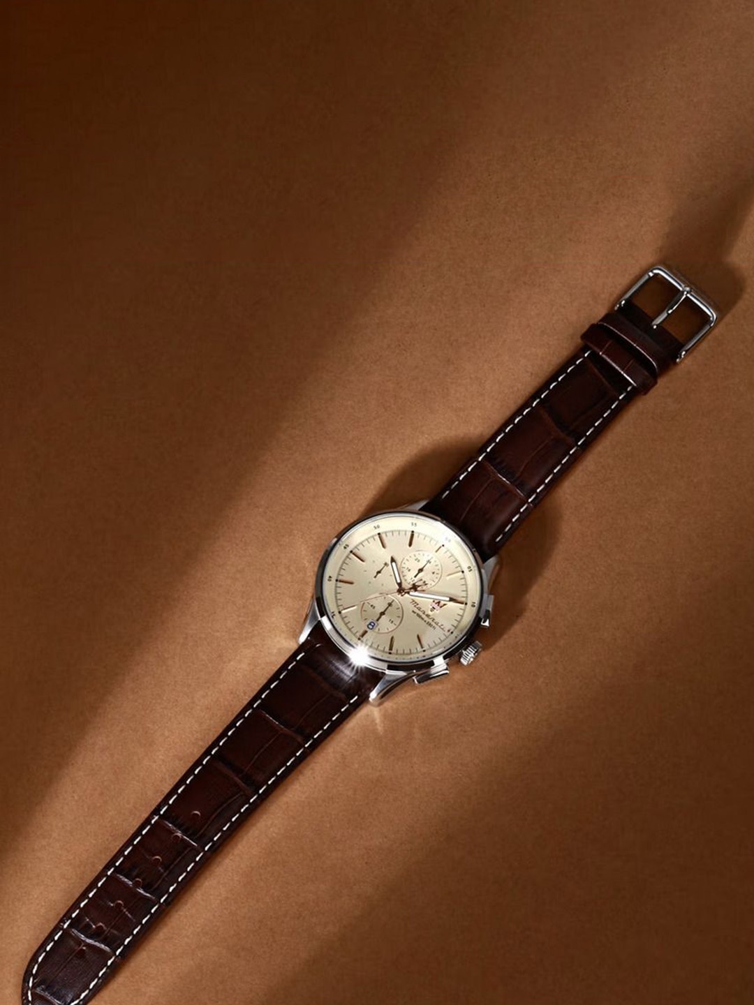 

Maserati Men Dial & Leather Straps Analogue Multi Function Watch R8871624010, Beige
