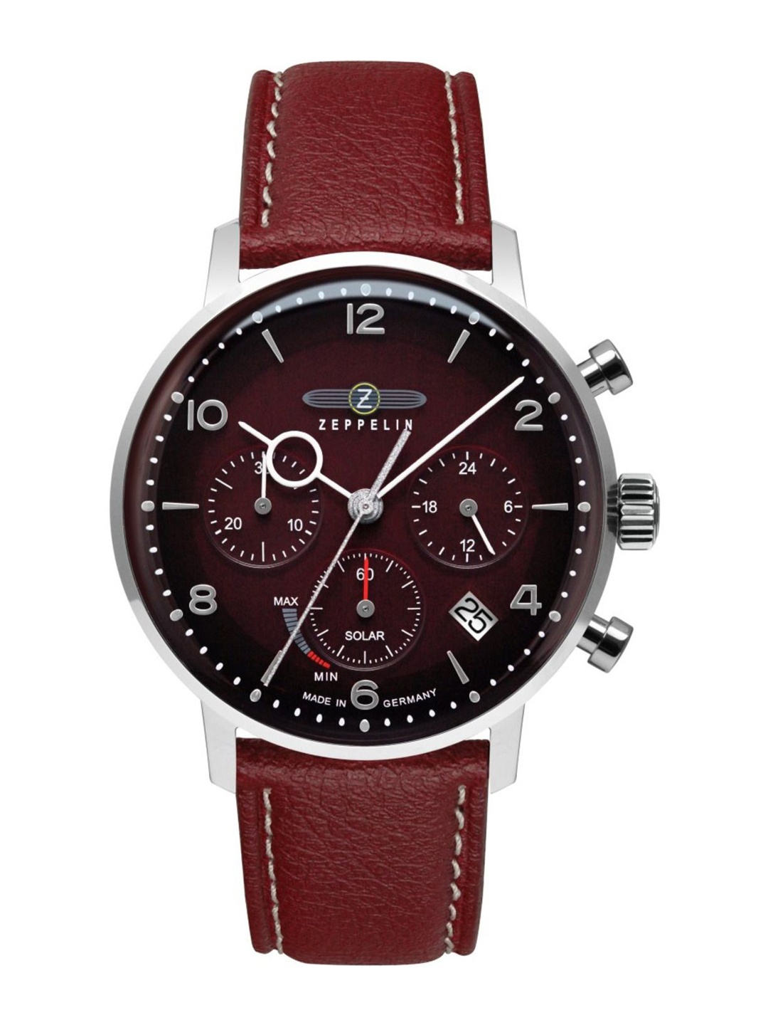 

ZEPPELIN Men Dial & Leather Straps Analogue Multi Function Solar Powered Watch 80862_N, Red