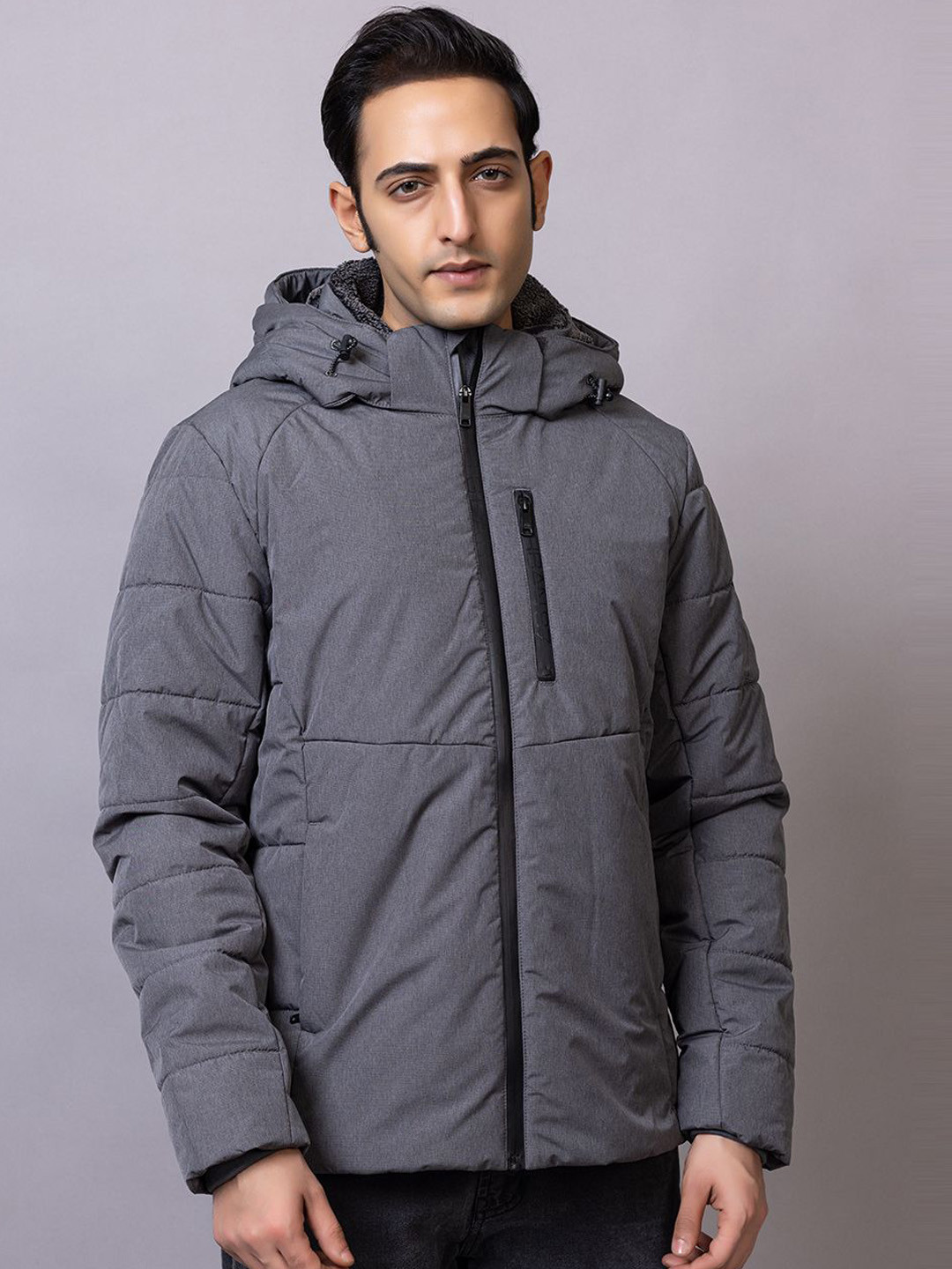 

LURE URBAN Men Hooded Solid Casual Padded Jacket, Grey
