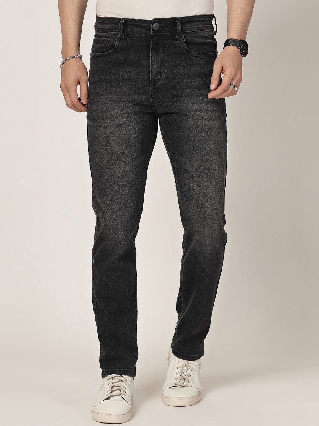 

Style Quotient Men Light Fade Stretchable Jeans, Black