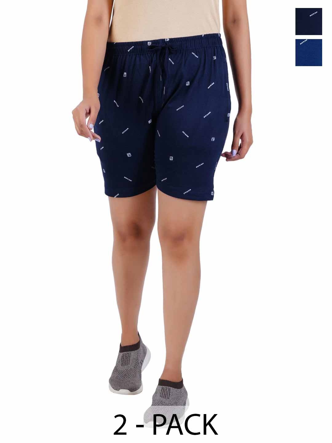 

GUIDE Women Printed Shorts, Navy blue