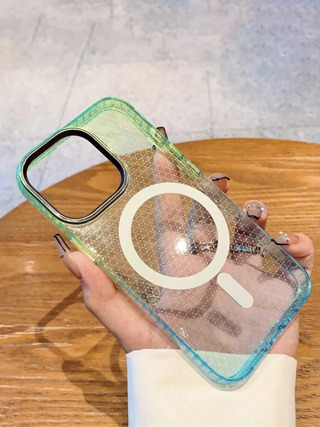 

Luxury Kase LK080 Fashion Gradient iPhone 12 Back Case, Green