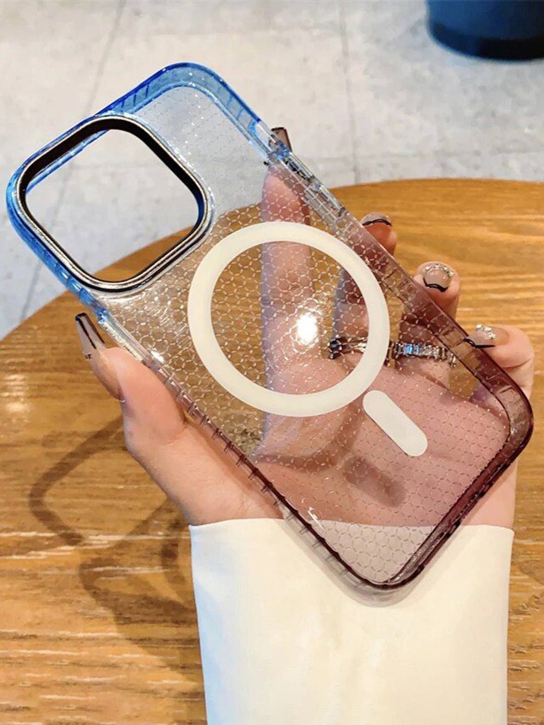 

Luxury Kase LK080 Fashion Gradient iPhone 13 Back Case, Blue