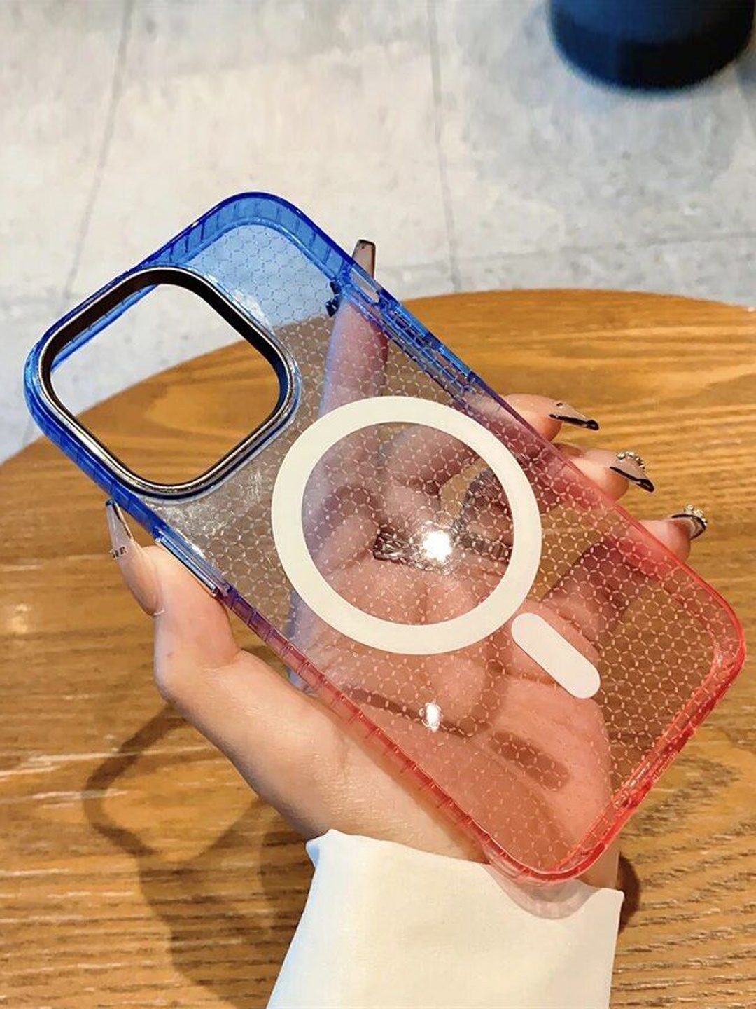 

Luxury Kase LK080 Printed iPhone 13 Fashion Gradient Color Back Case, Blue