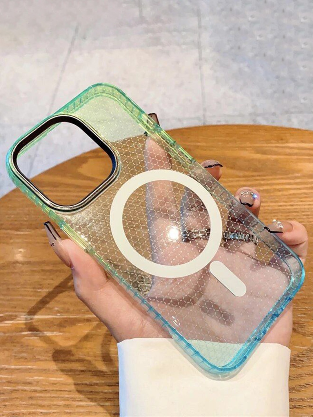 

Luxury Kase LK080 Fashion Gradient iPhone 15 Pro Back Case, Green