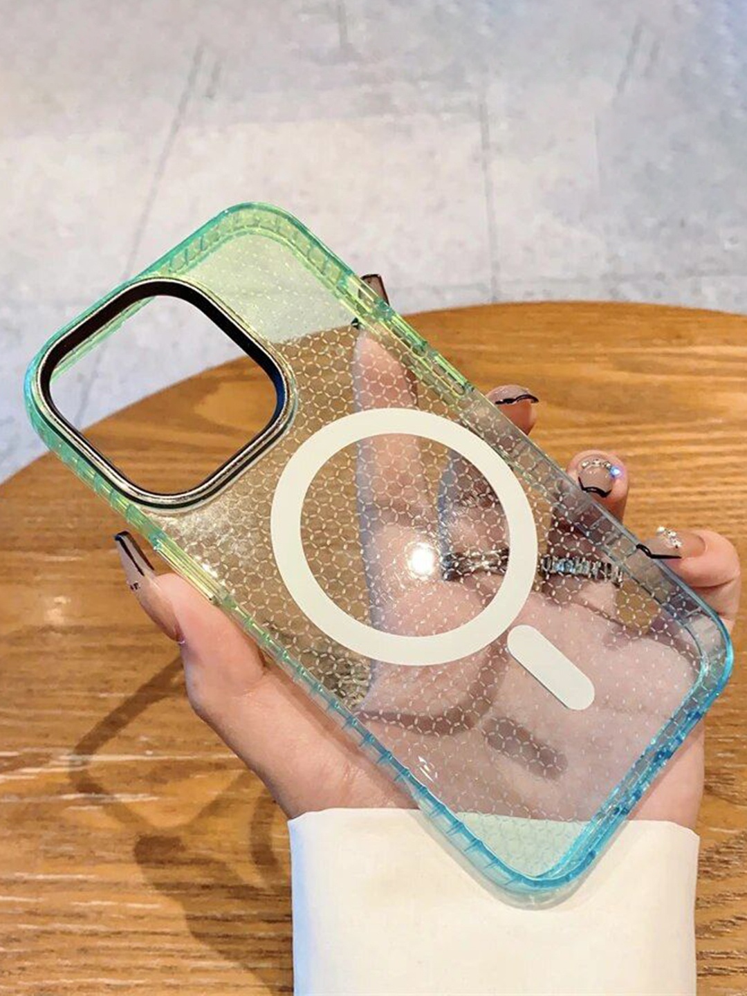 

Luxury Kase LK080 Fashion Gradient iPhone 14 Back Case, Green