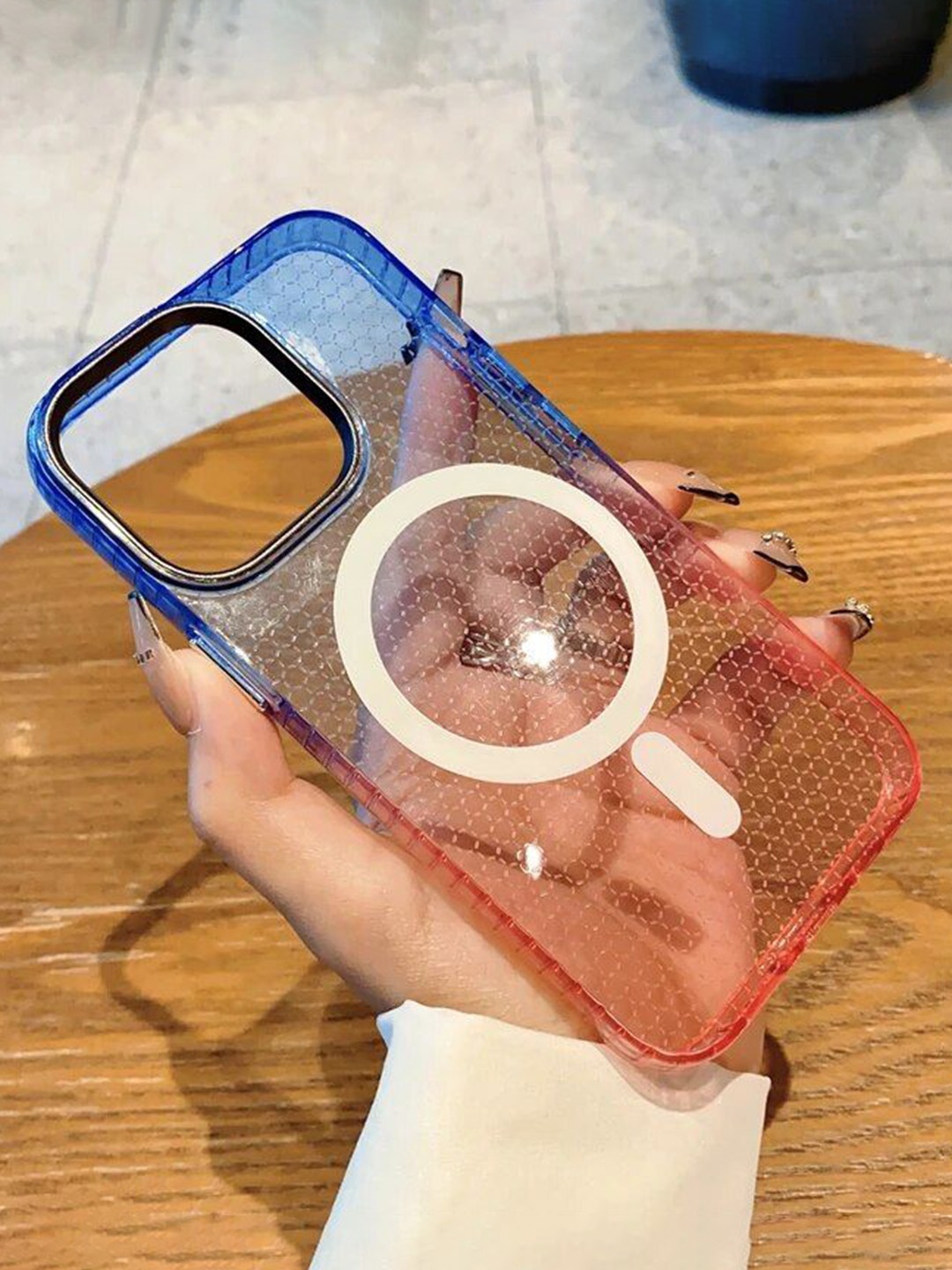 

Luxury Kase LK080 Abstract Printed iPhone 14 Pro Fashion Gradient Color Back Case, Blue