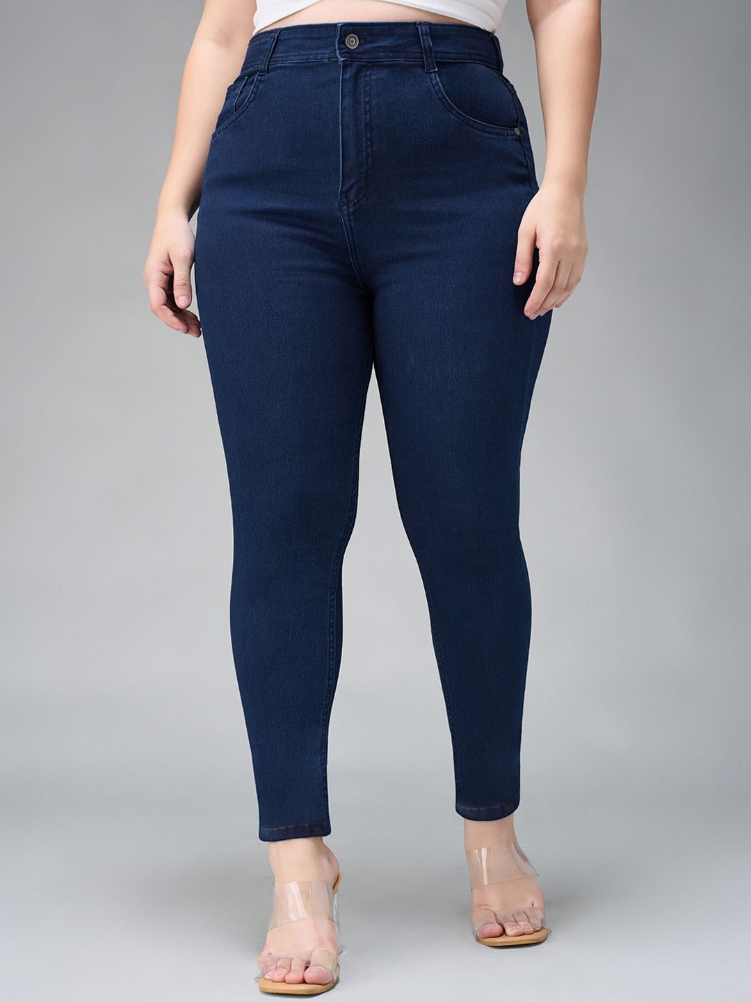 

Miss Chase A+ Women Skinny Fit High-Rise Stretchable Jeans, Navy blue