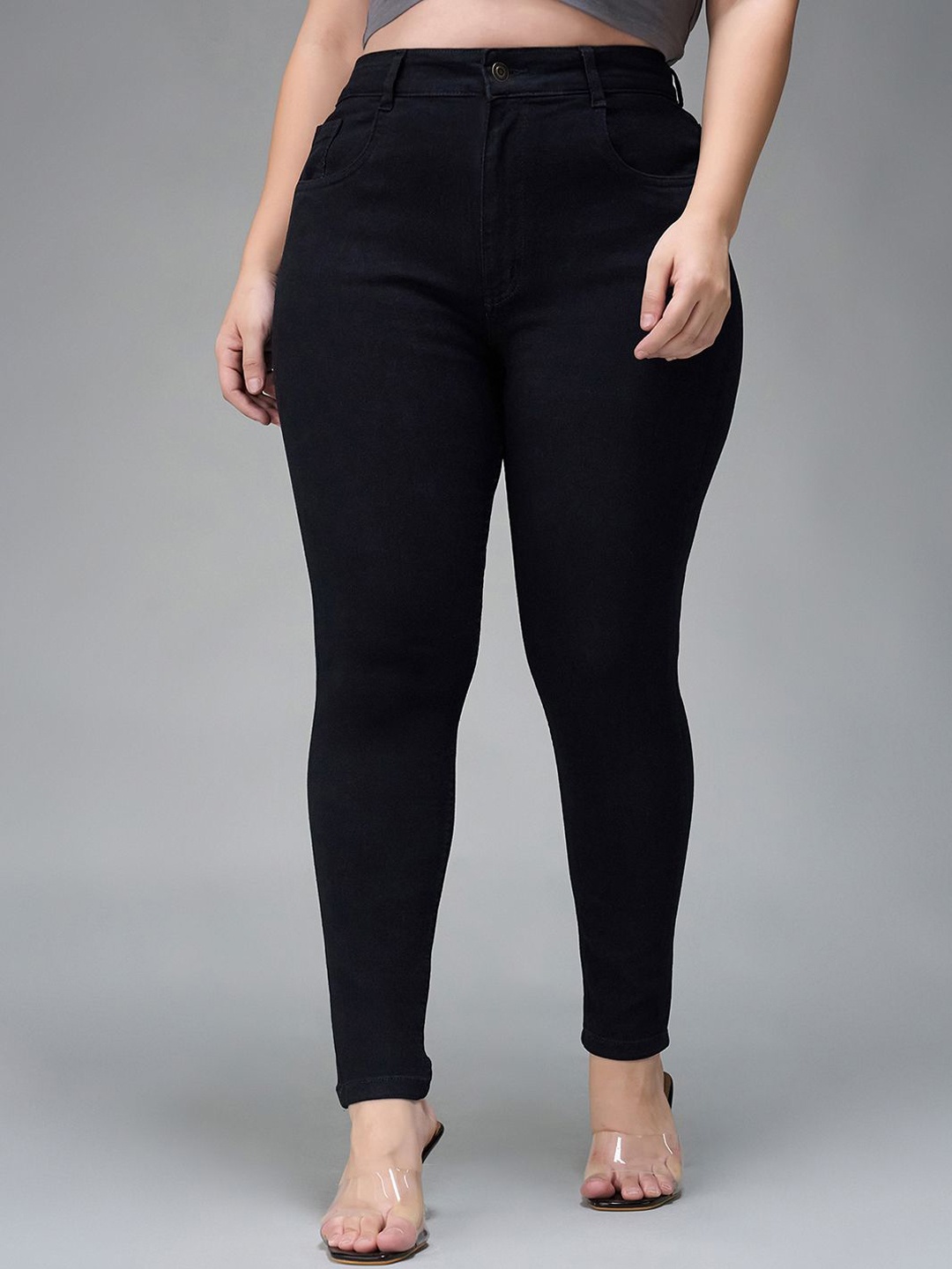 

Miss Chase A+ Women Skinny Fit High-Rise Heavy Fade Stretchable Jeans, Black