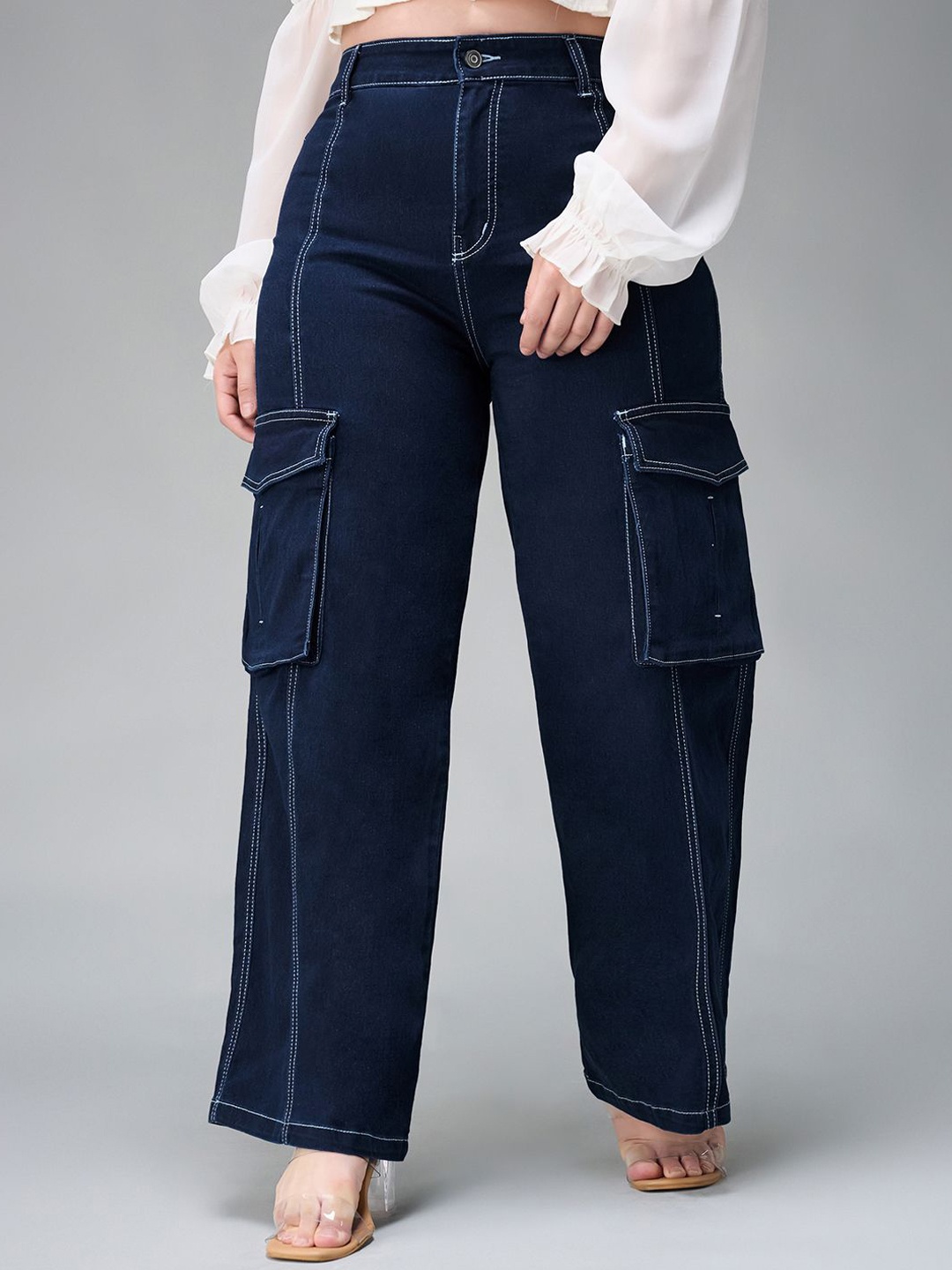 

Miss Chase A+ Women Wide Leg High-Rise Stretchable Jeans, Blue