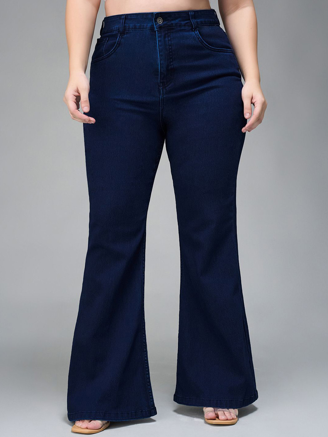 

Miss Chase A+ Women Bootcut High-Rise Stretchable Jeans, Navy blue