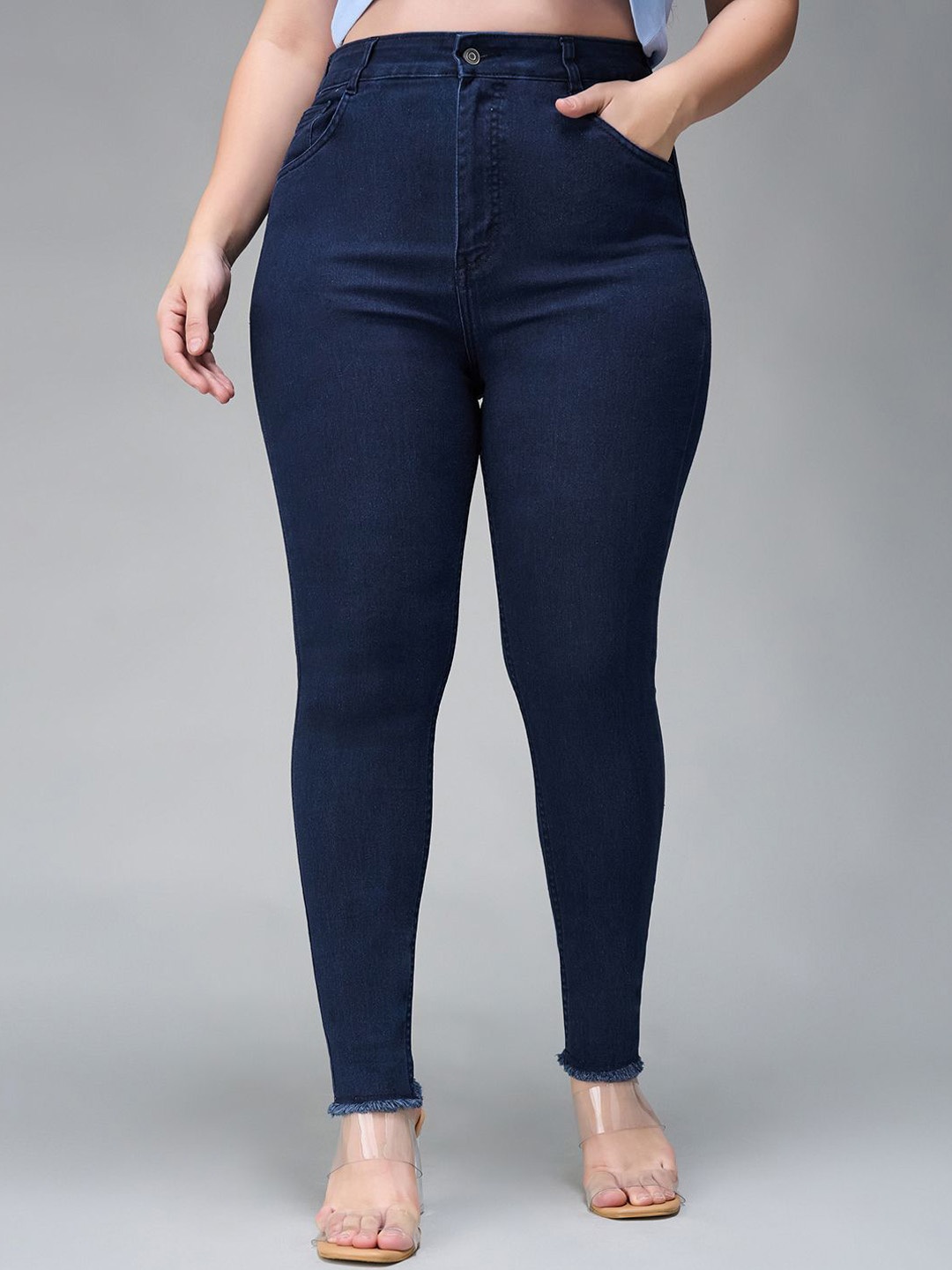 

Miss Chase A+ Women Skinny Fit High-Rise Stretchable Jeans, Navy blue